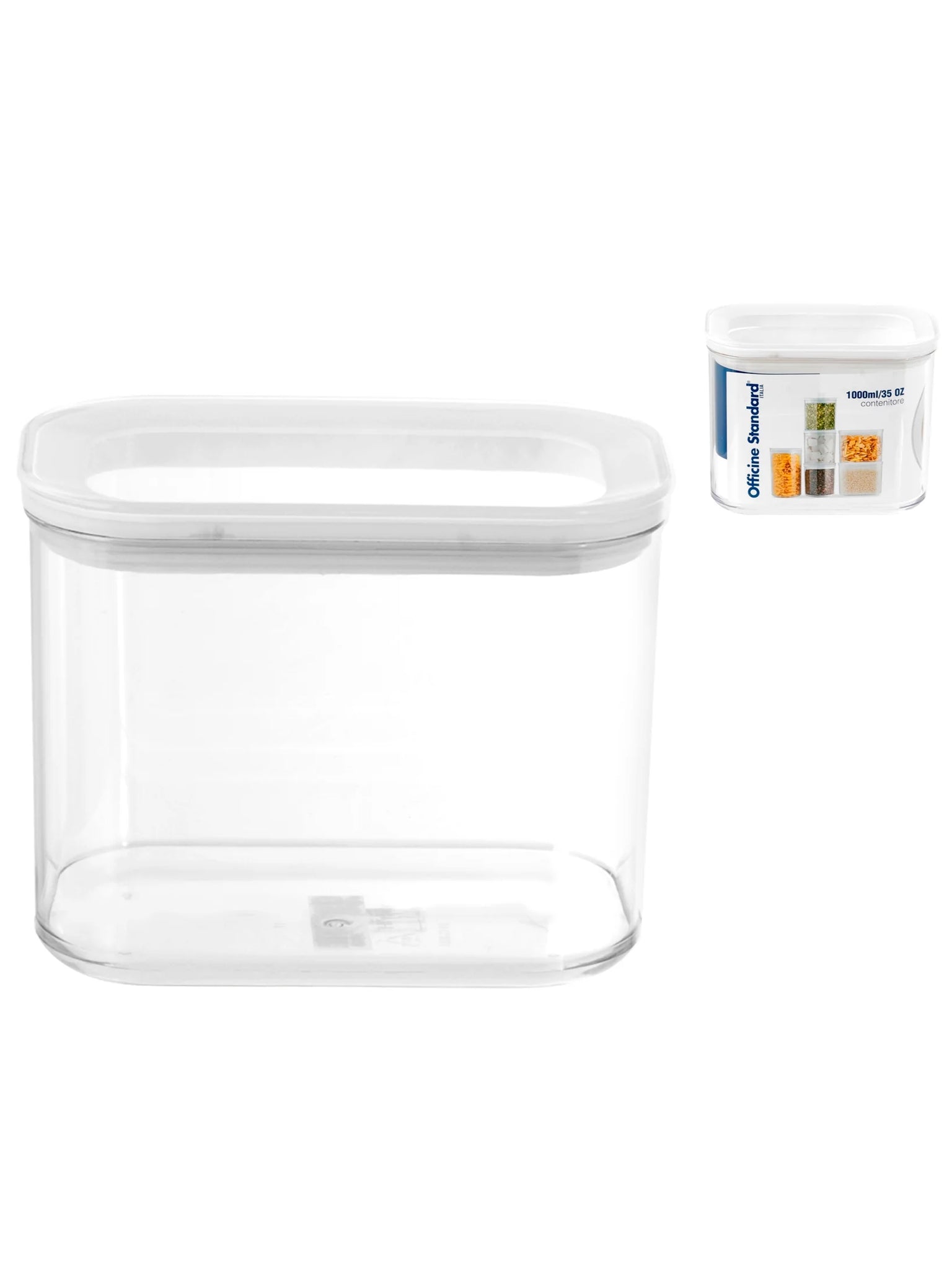 Barattolo Polietilene Rettangolare Tappo Bianco 1000