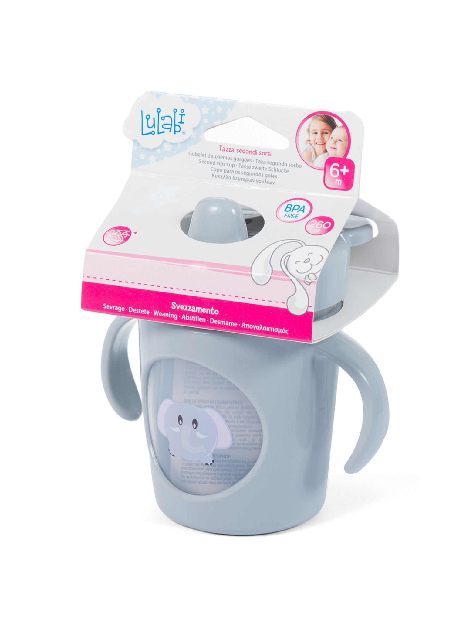 Elefantino, Tazza Con Beccuccio Resistente Ai Morsi, Secondi Sorsi, 6+ Mesi, 260 Ml, Grigio