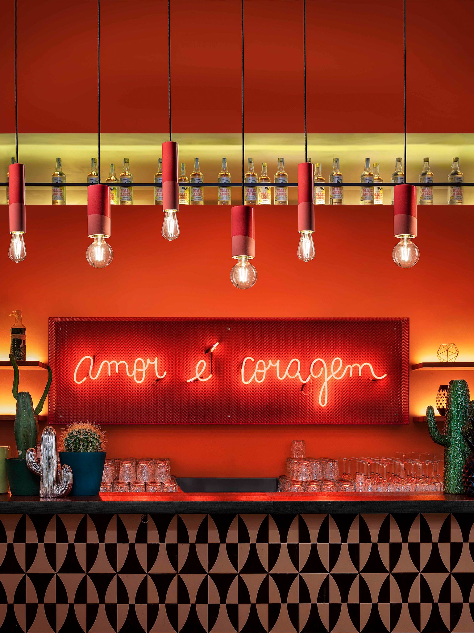 Lampada A Sospensione Pi Rosso Corallo