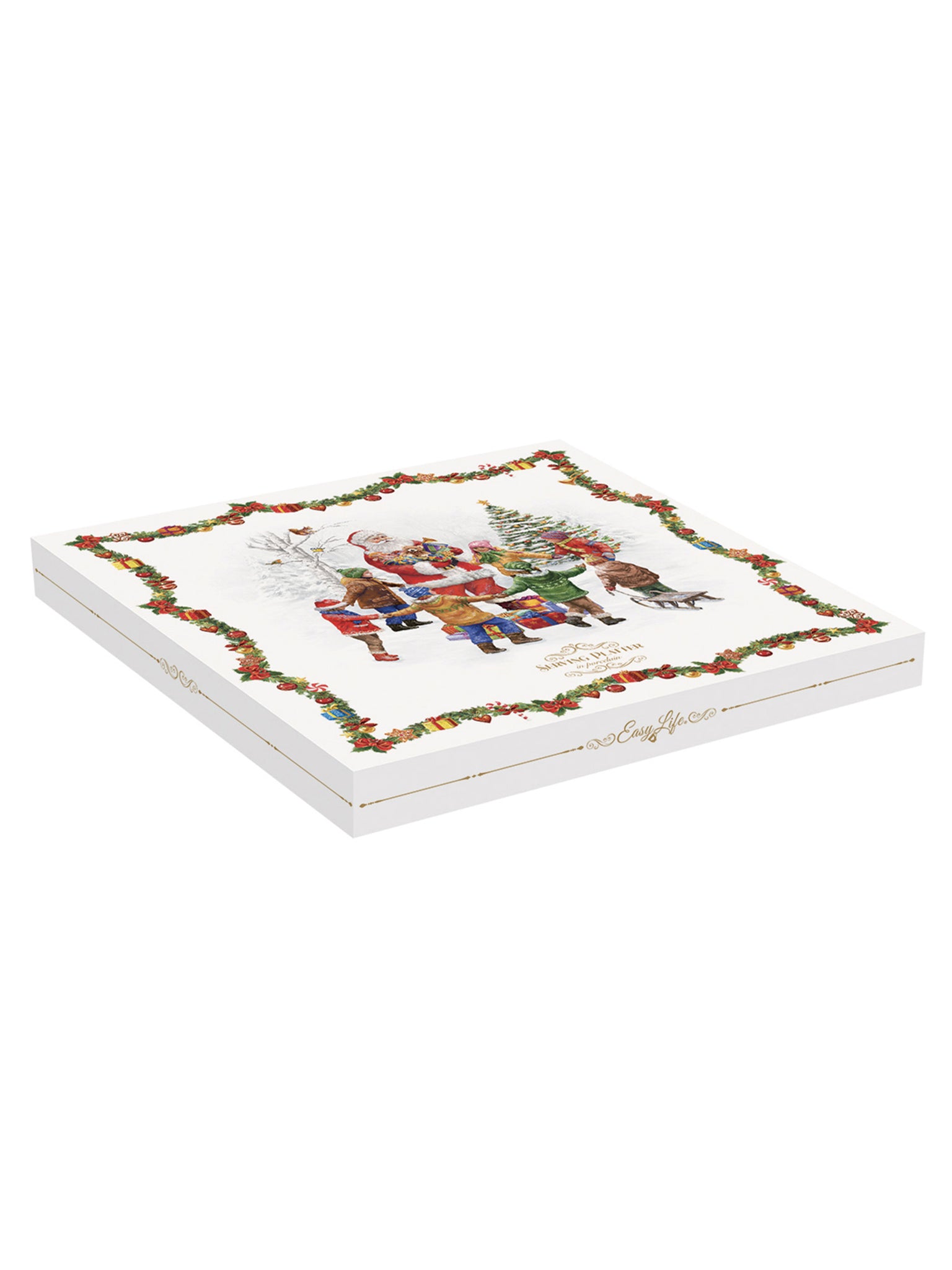 Piatto da portata in porcellana 30x29,5 cm in scatola colorata CHRISTMAS ROUND DANCE