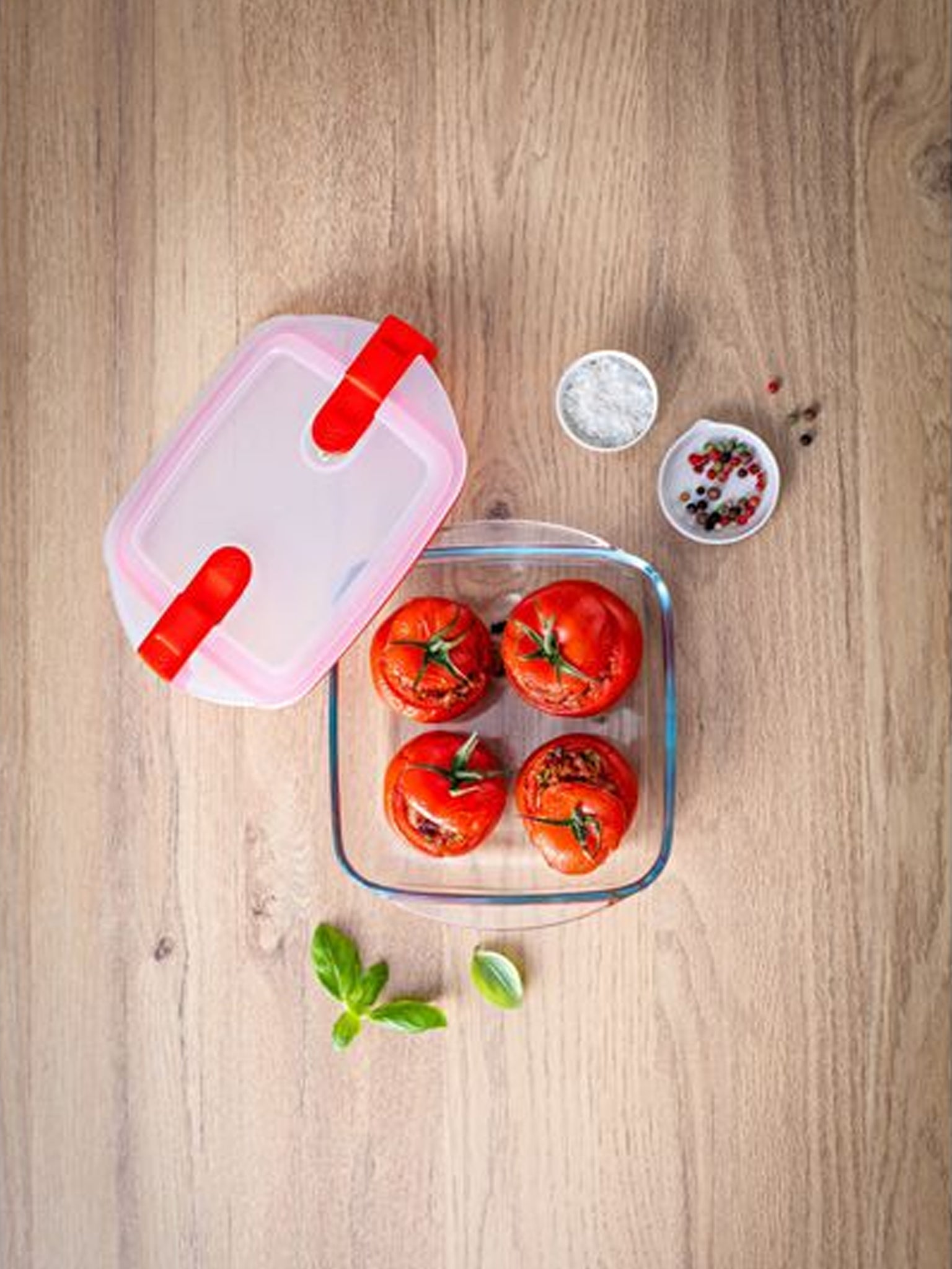 Pyrex® Cook & Heat -  Set di 3 contenitori quadrati con coperchio con valvole sfiatavapore ideali per il microonde 1,1L