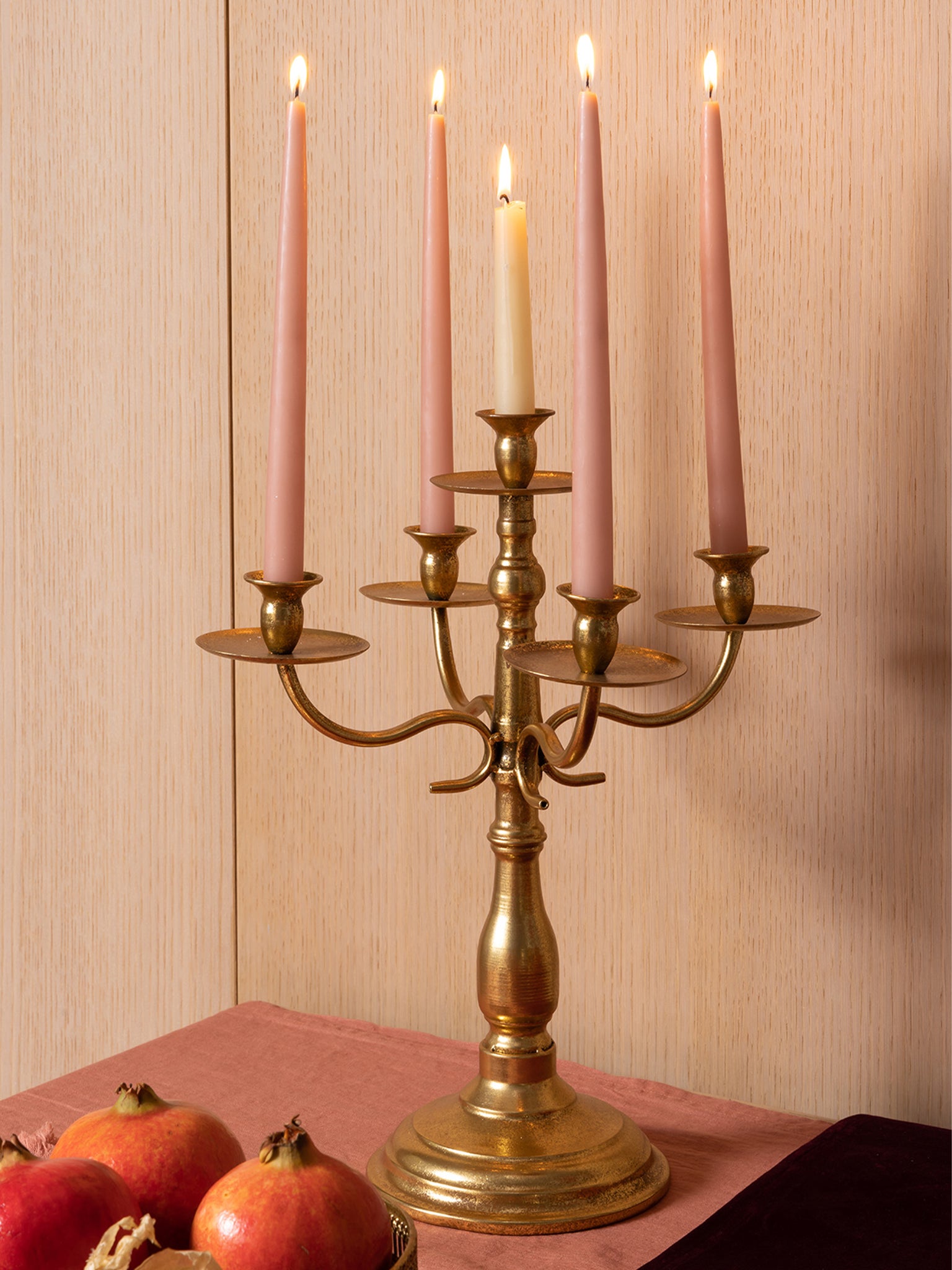 Candelabro oro Maraja 5 fiamme 87117 - 39x45x39 cm