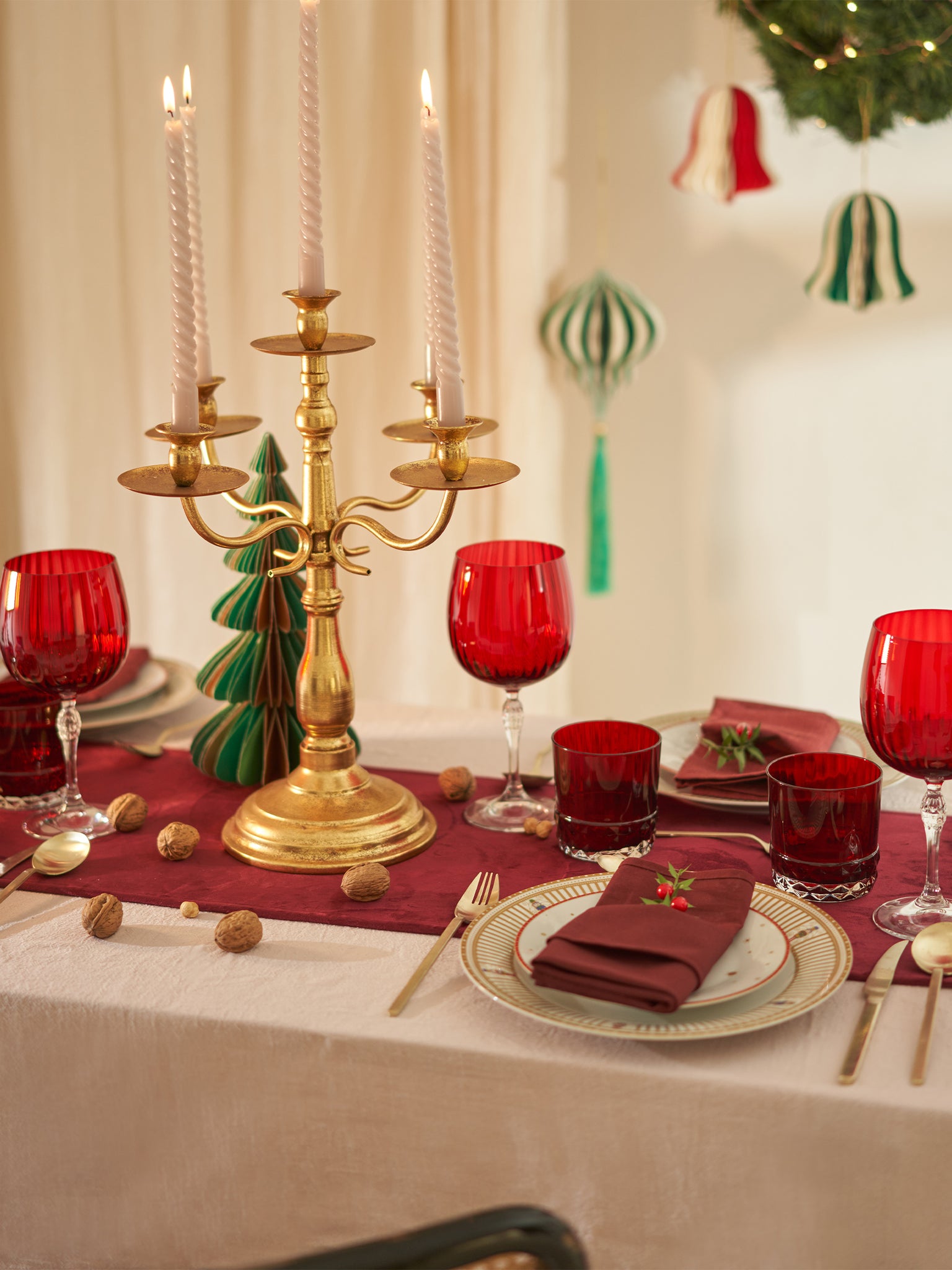 Candelabro oro Maraja 5 fiamme 87117 - 39x45x39 cm