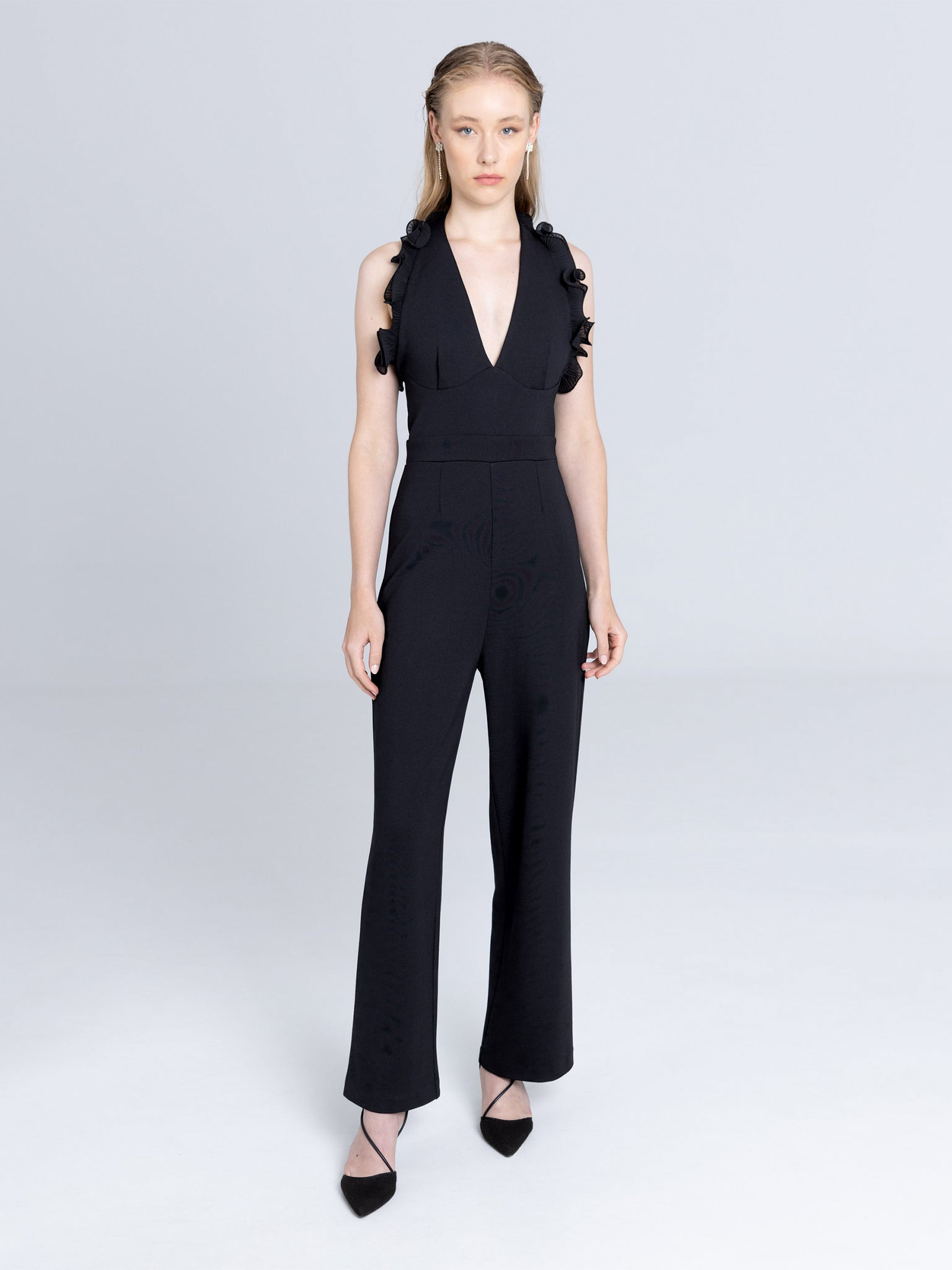 Scallop Edge Wide Leg Jumpsuit