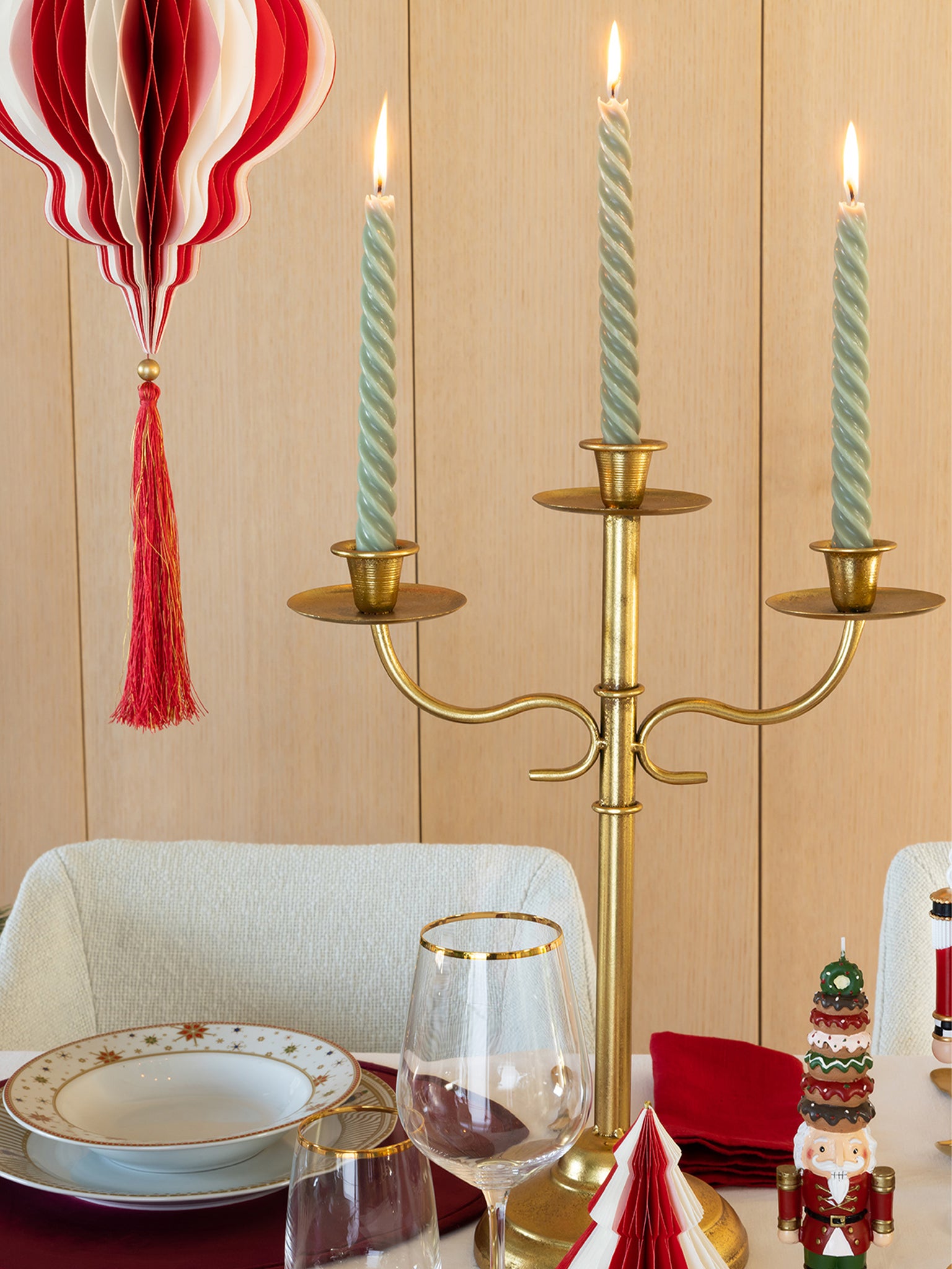 Candelabro oro Maraja 3 fiamme 87100 - 38x46x38 cm