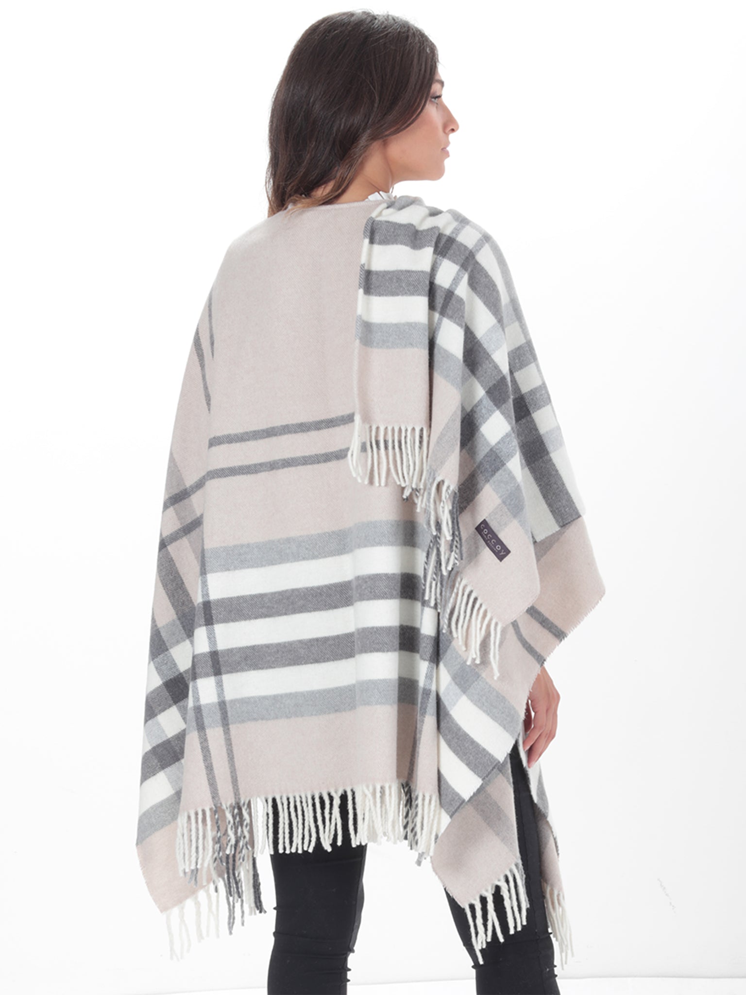 Poncho TARTAN champagne