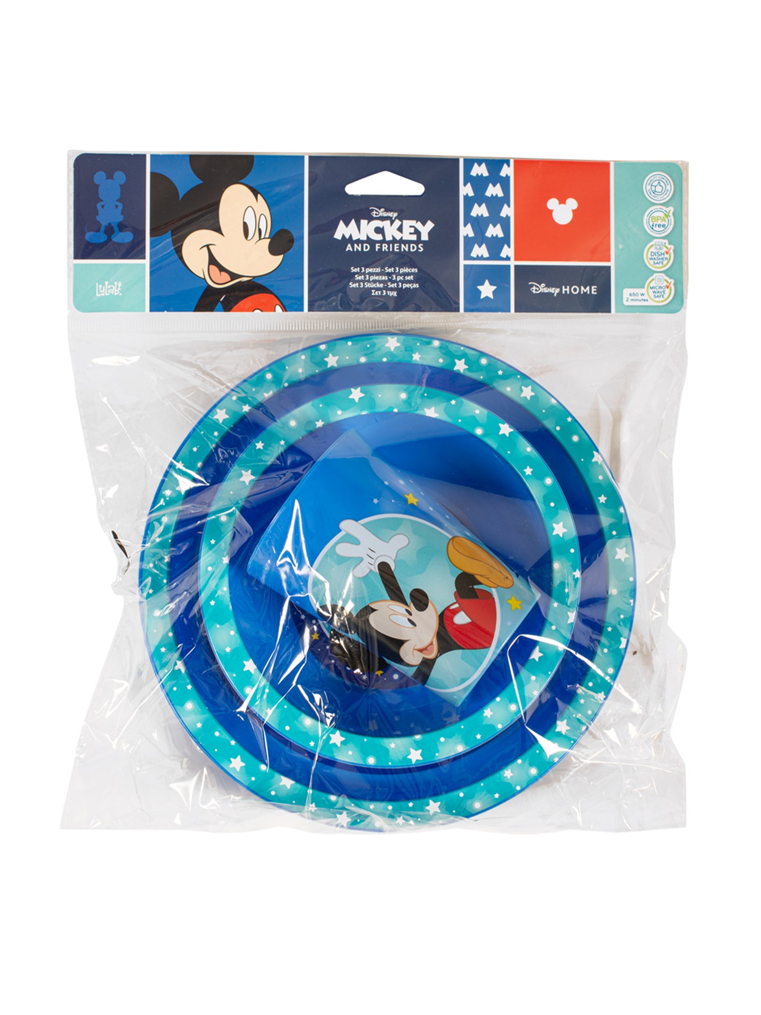 Mickey Cosmo Set 3 Pezzi Bimbo, Polipropilene, Blu, Decorato