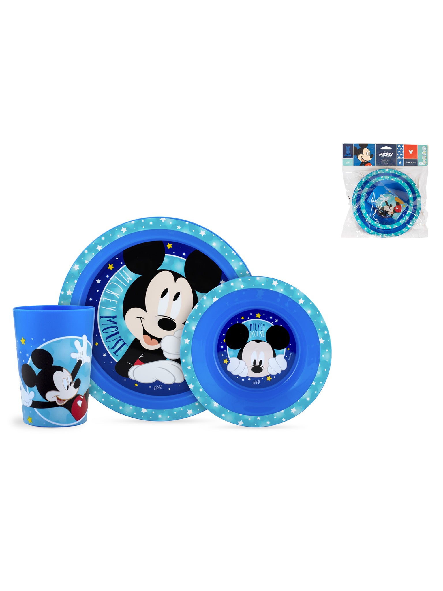 Mickey Cosmo Set 3 Pezzi Bimbo, Polipropilene, Blu, Decorato