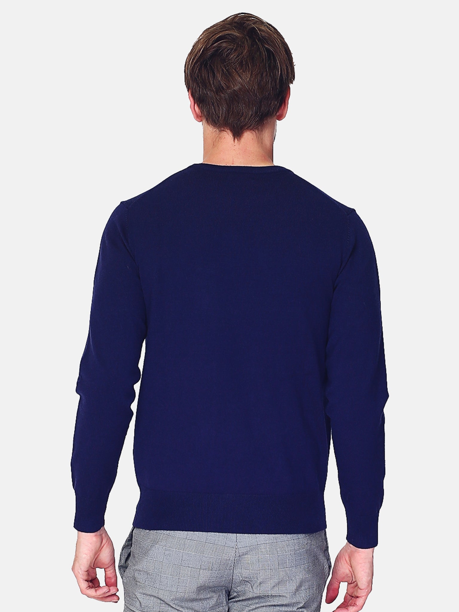 Maglione Classico Girocollo Maniche Lunghe 3 Strati - Blu Notte