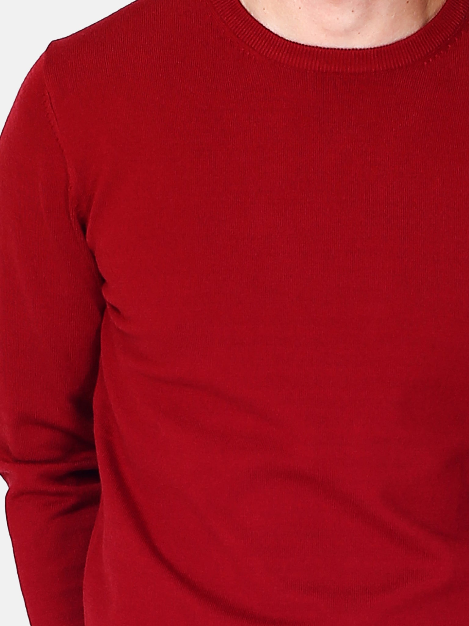 Maglione Classico Girocollo Maniche Lunghe 3 Strati - Rosso Hermes