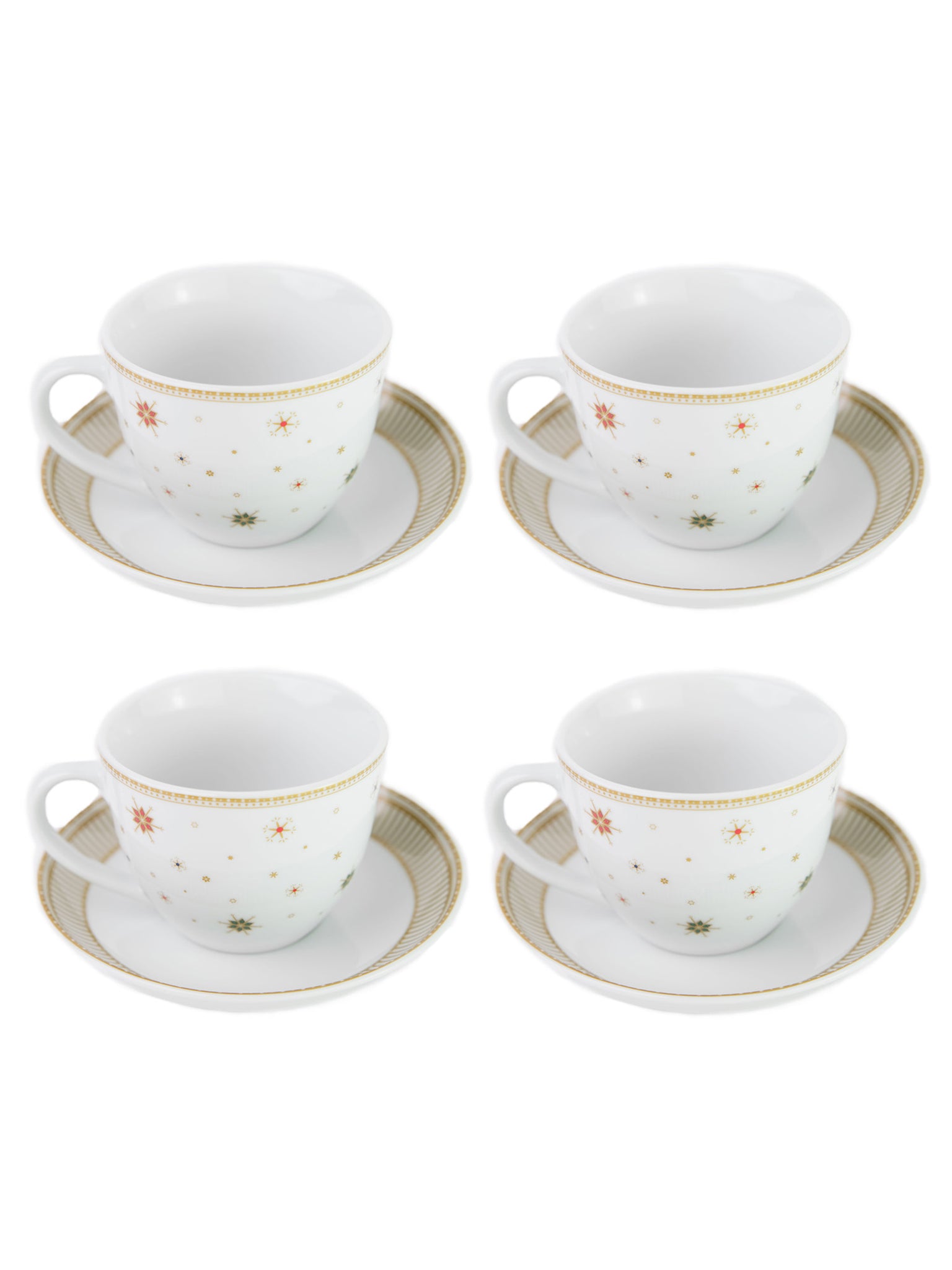 Tazza Da Colazione Con Piatto Set 4 Pezzi - Christmas in Gold