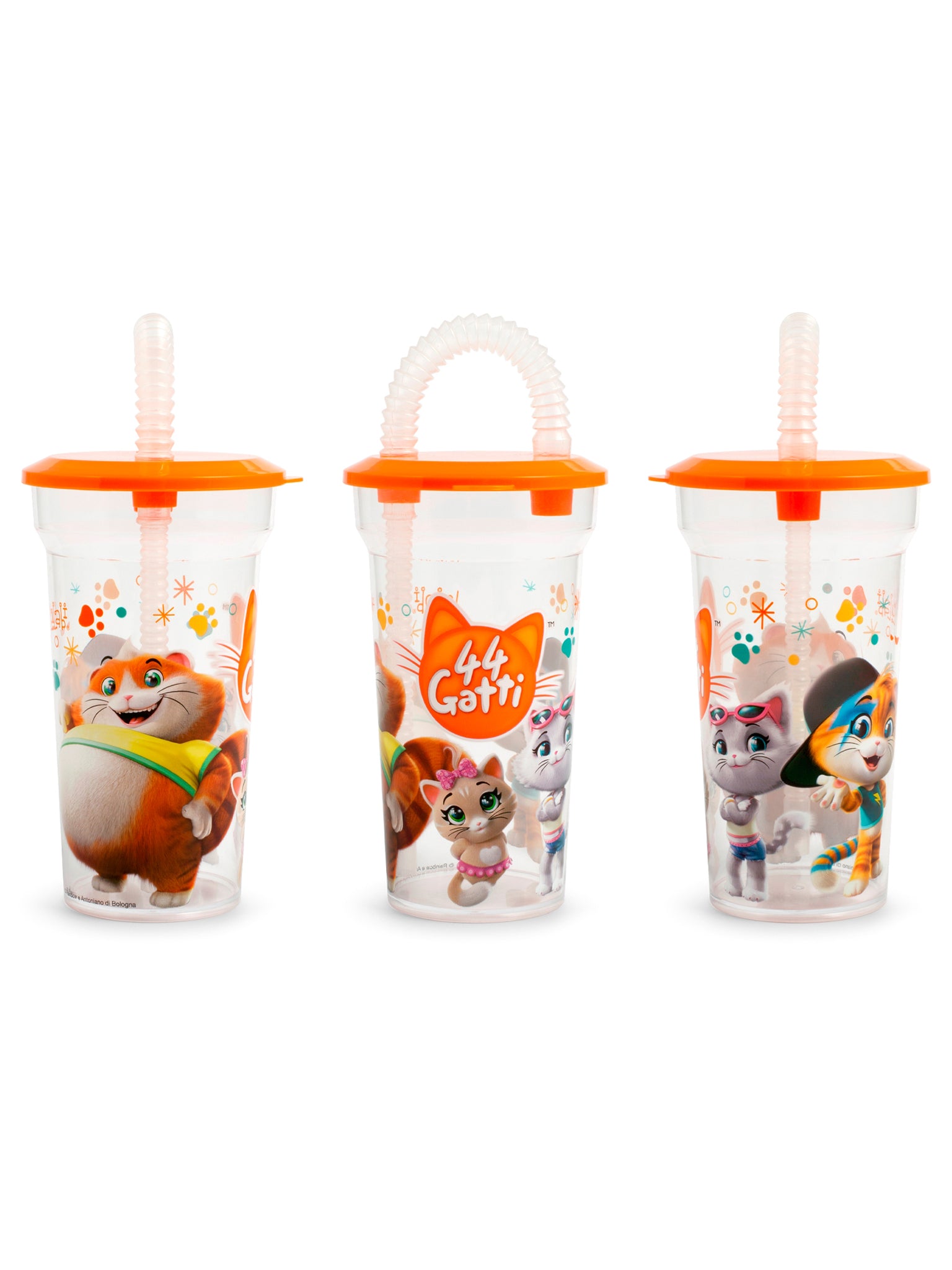 44 Gatti Bicchiere Con Cannuccia, Plastica