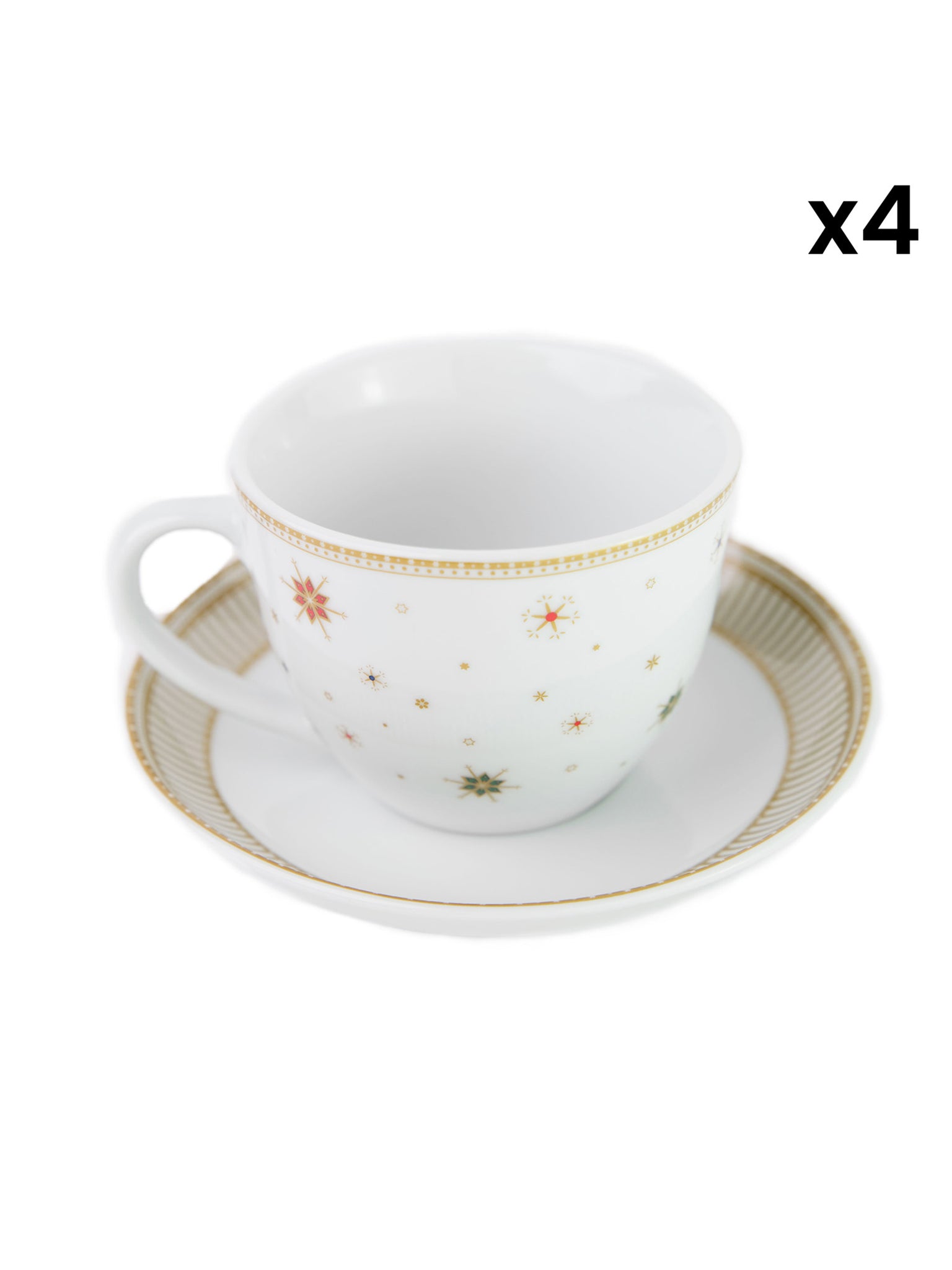 Tazza Da Colazione Con Piatto Set 4 Pezzi - Christmas in Gold