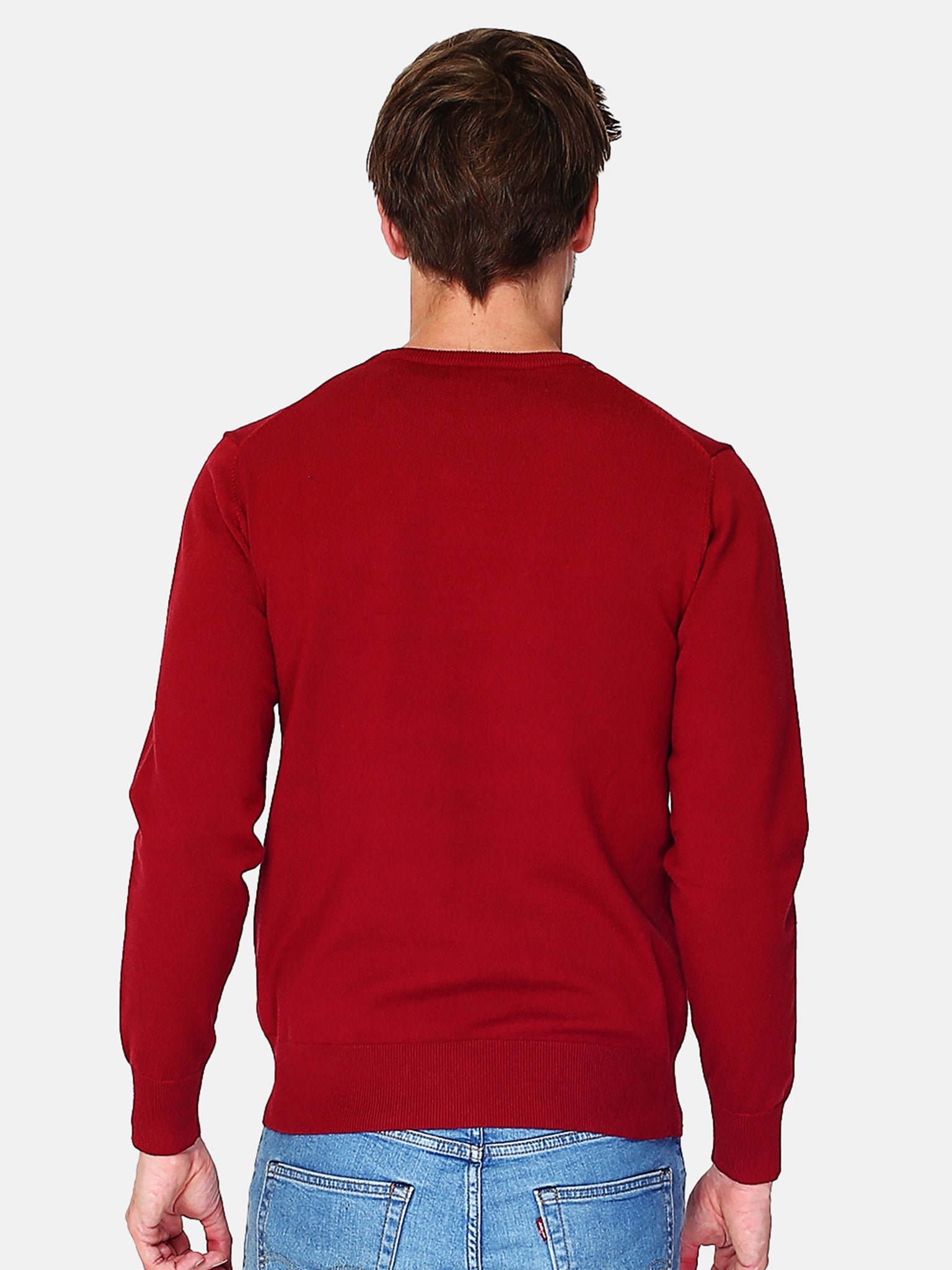 Maglione Classico Girocollo Maniche Lunghe 3 Strati - Rosso Hermes