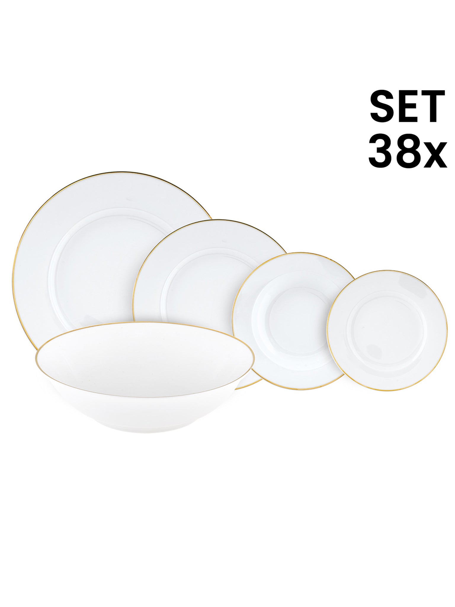 Servizio Piatti Con Insalatiera E Portata Set 38 Pezzi - Gold Chic