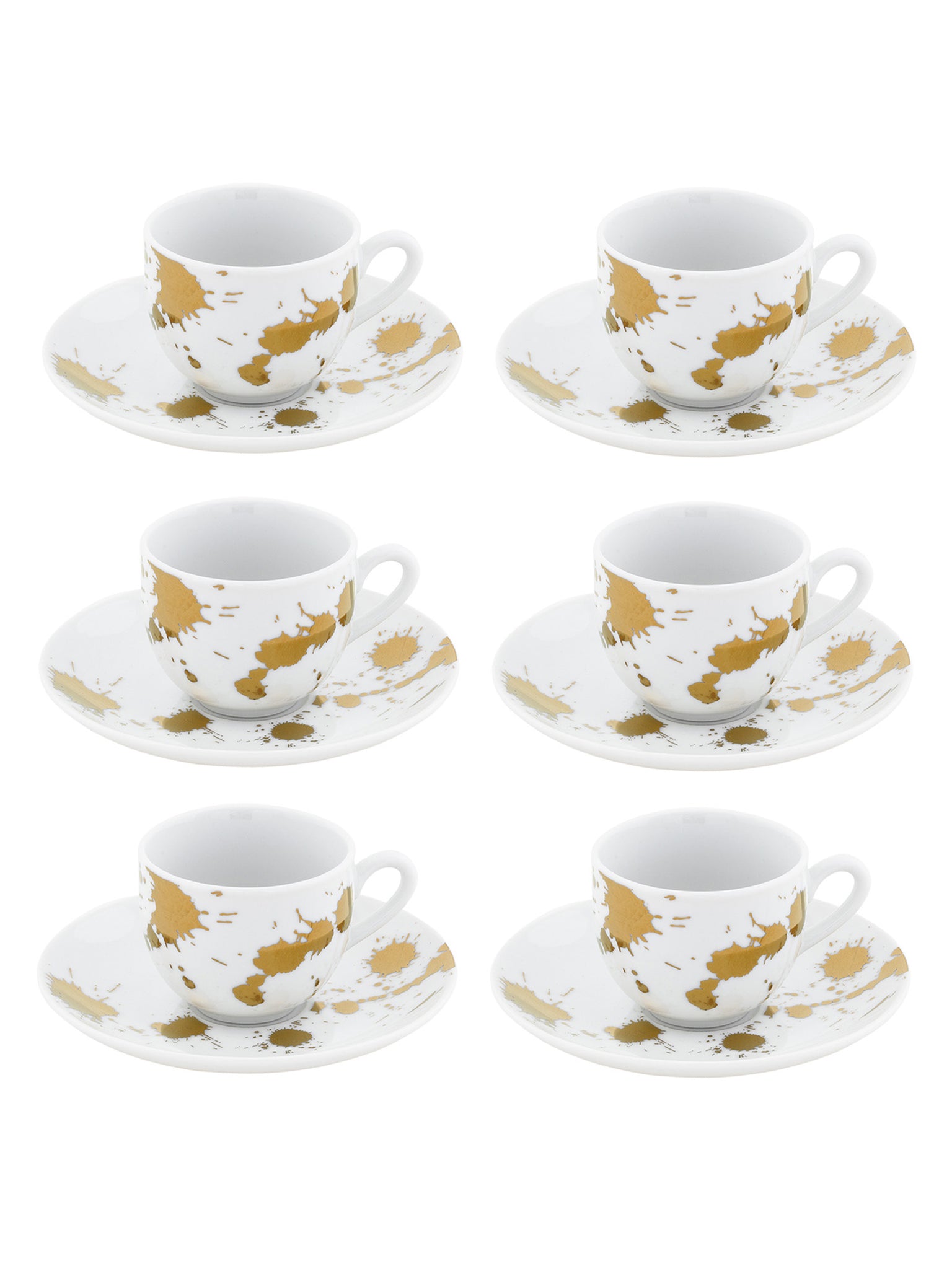 Tazza Da Caffè Con Piatto Set 6 Pezzi Cannella - Oro