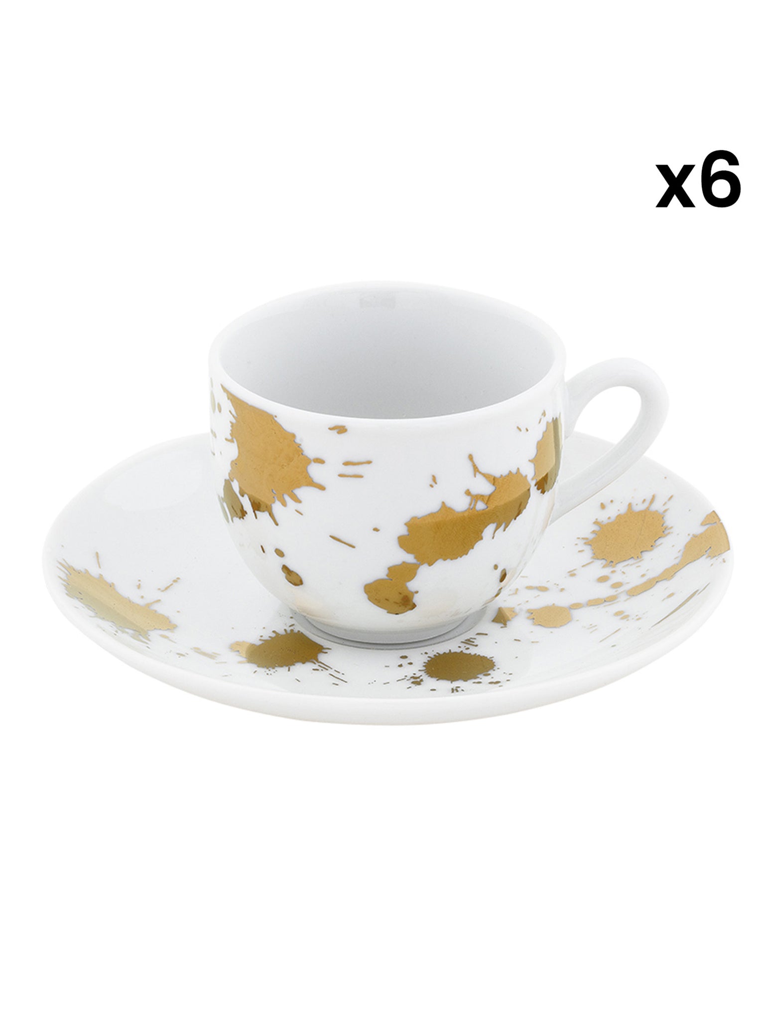 Tazza Da Caffè Con Piatto Set 6 Pezzi Cannella - Oro