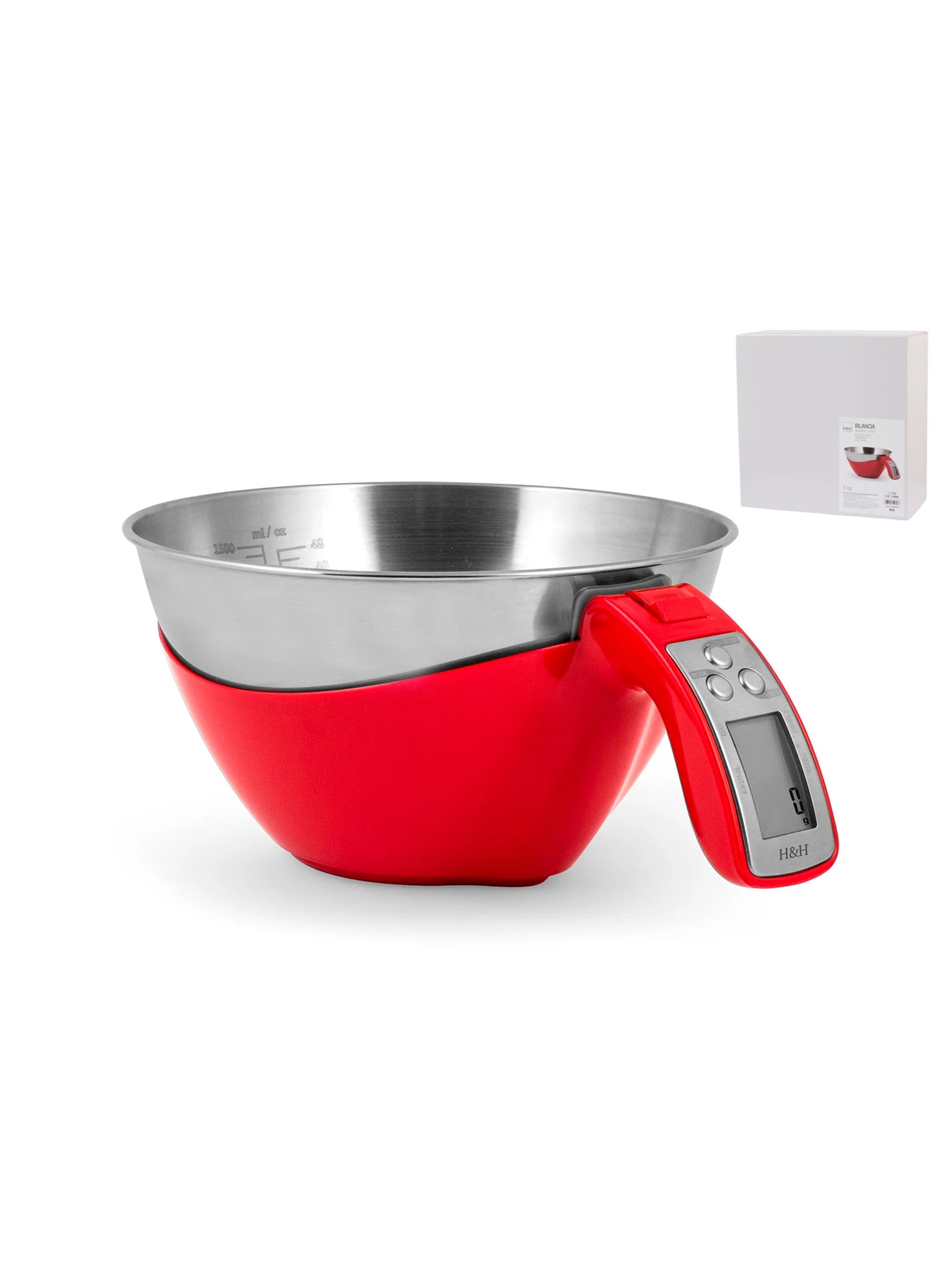 Bilancia Cucina Digitale, Inox, Rosso, Kg5