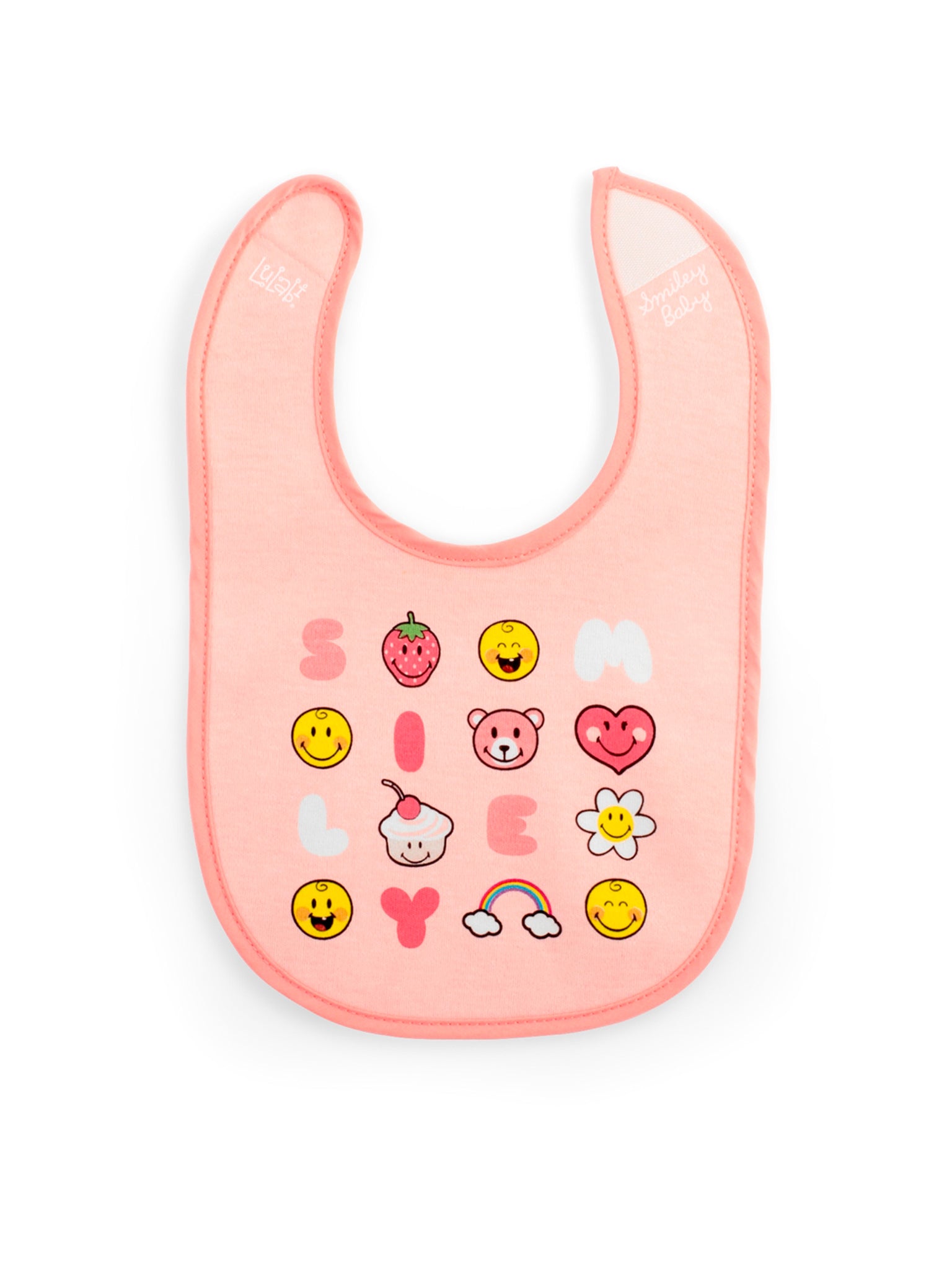 Smiley Girl Set 3 Bavaglini In Cotone