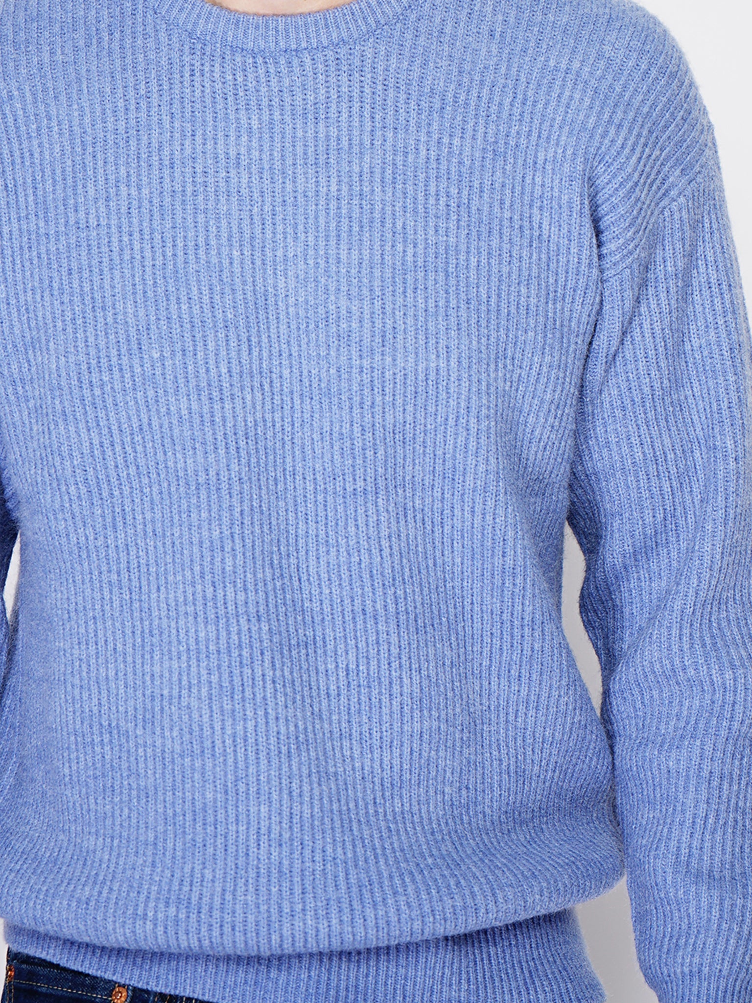 Maglia A Maniche Lunghe Con Scollo Rotondo - Blu Jeans