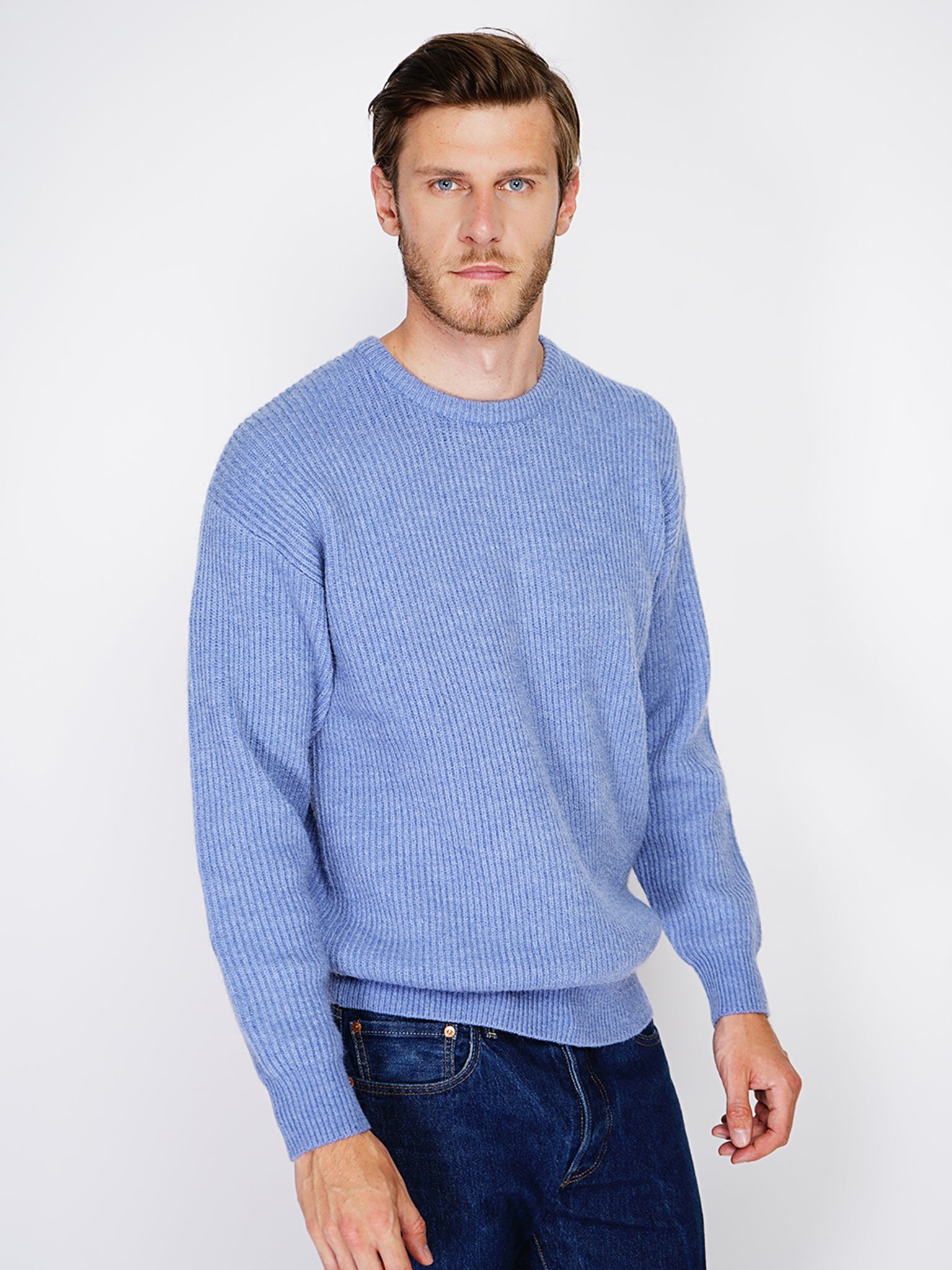 Maglia A Maniche Lunghe Con Scollo Rotondo - Blu Jeans