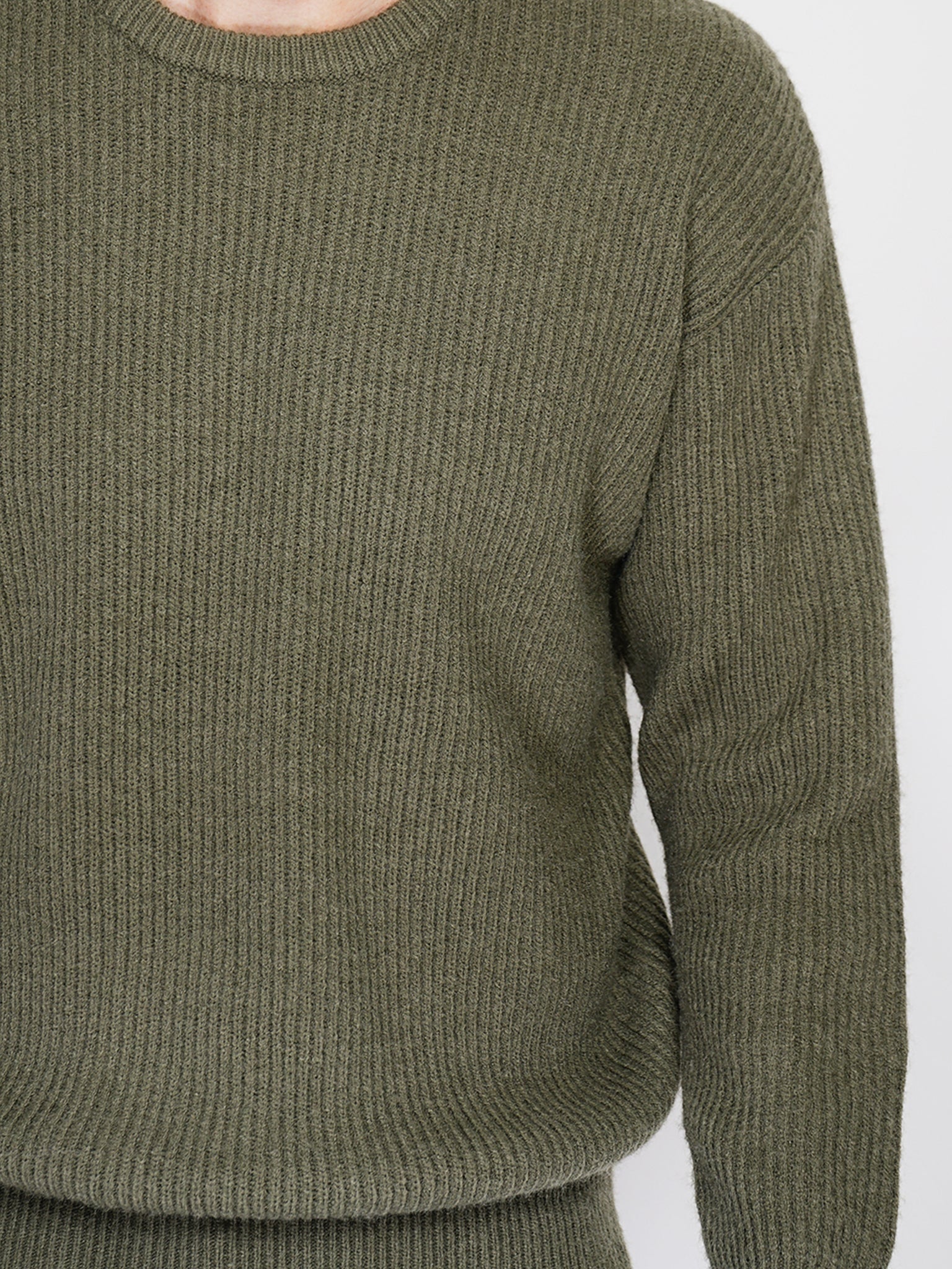 Maglia A Maniche Lunghe Con Scollo Rotondo - Khaki