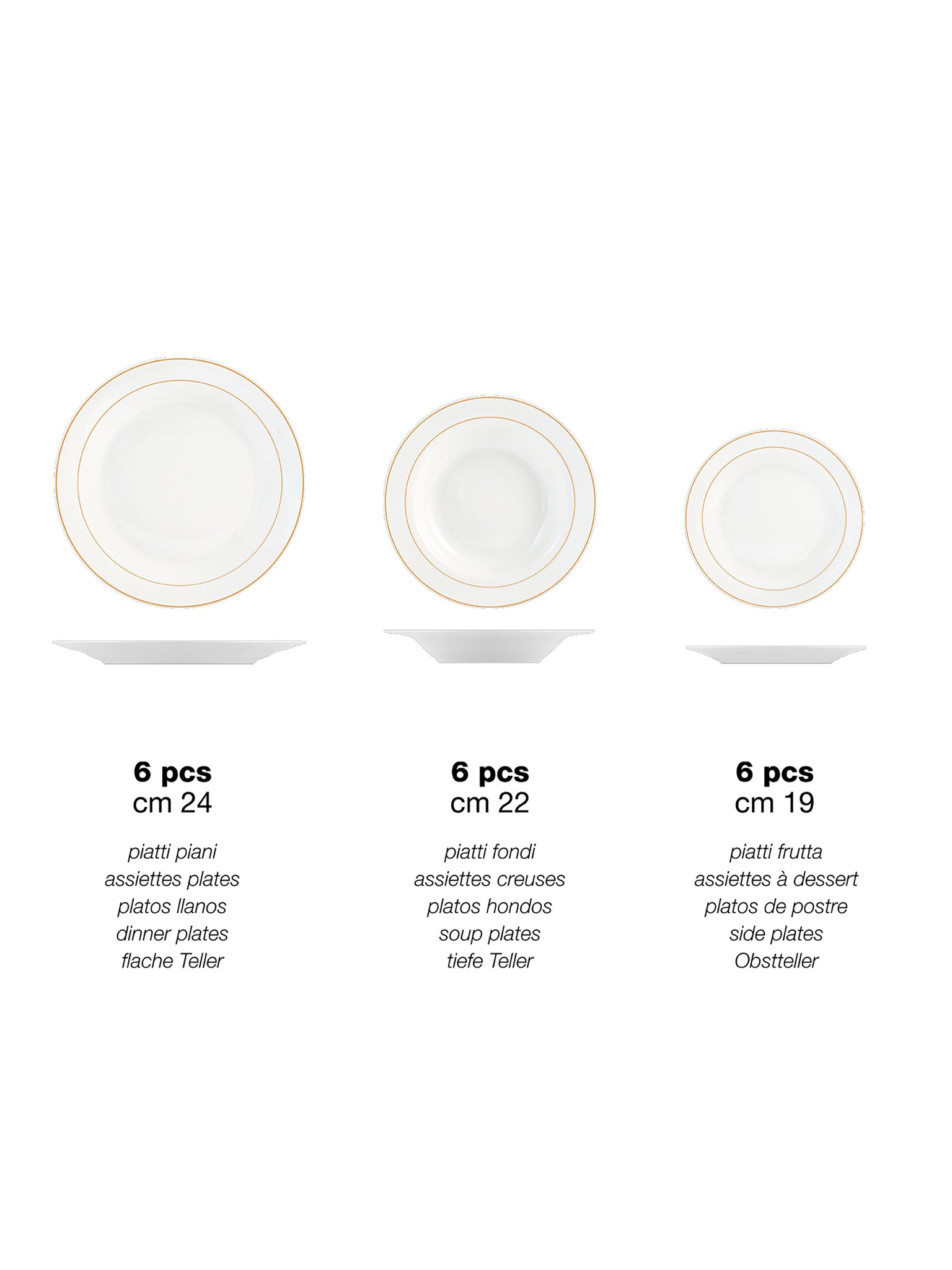 9302700 Servizio Tavola Montpellier, Porcellana, 18 Pezzi, Porcelain, Bianco