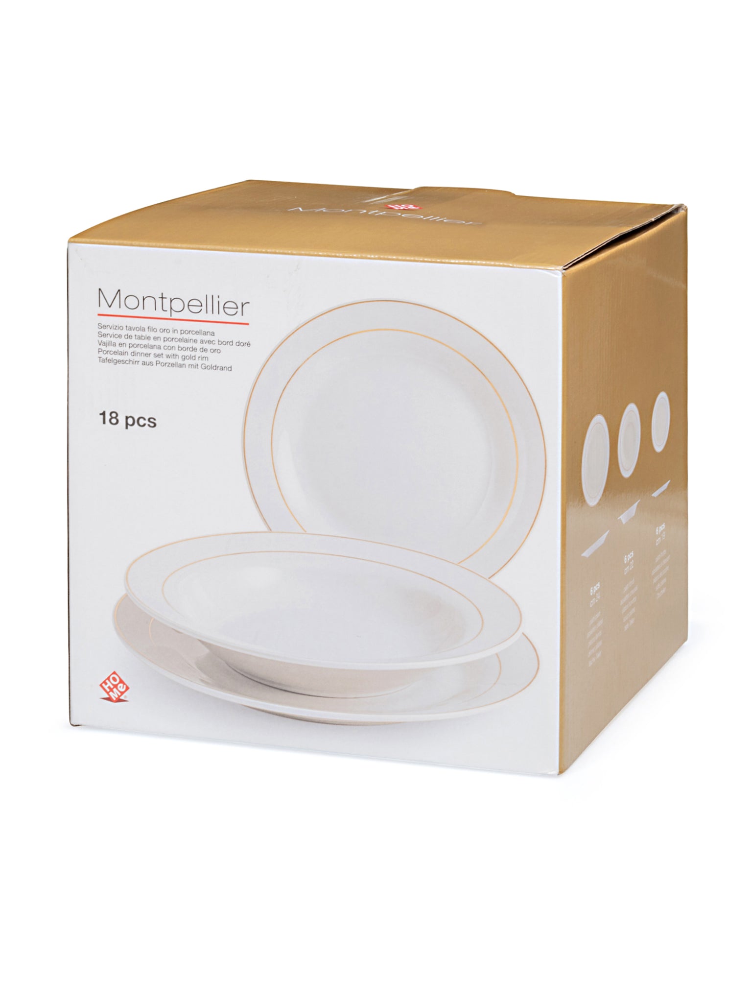 9302700 Servizio Tavola Montpellier, Porcellana, 18 Pezzi, Porcelain, Bianco