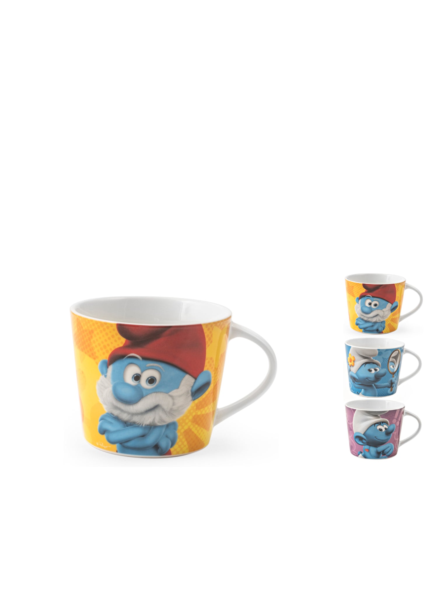 Puffi Set 6 Tazze Jumbo, Porcellana, Senza Piattino, 400Cc