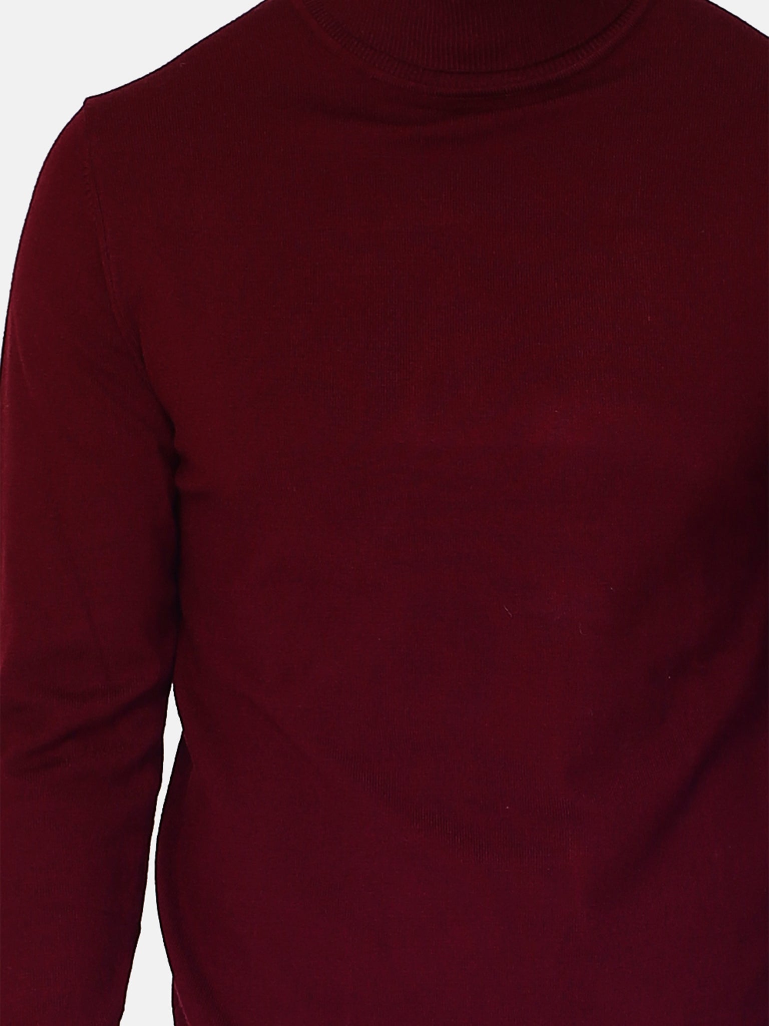 Classico Maglione A Collo Alto Con Maniche Lunghe A 3 Fili - Rosso Vino