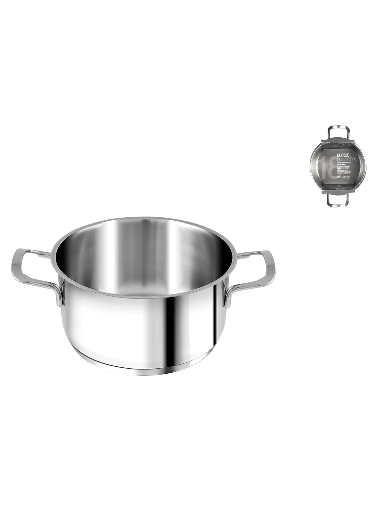 Casseruola Inox Elodie Fondo A Induzione 2 Manici Cm18