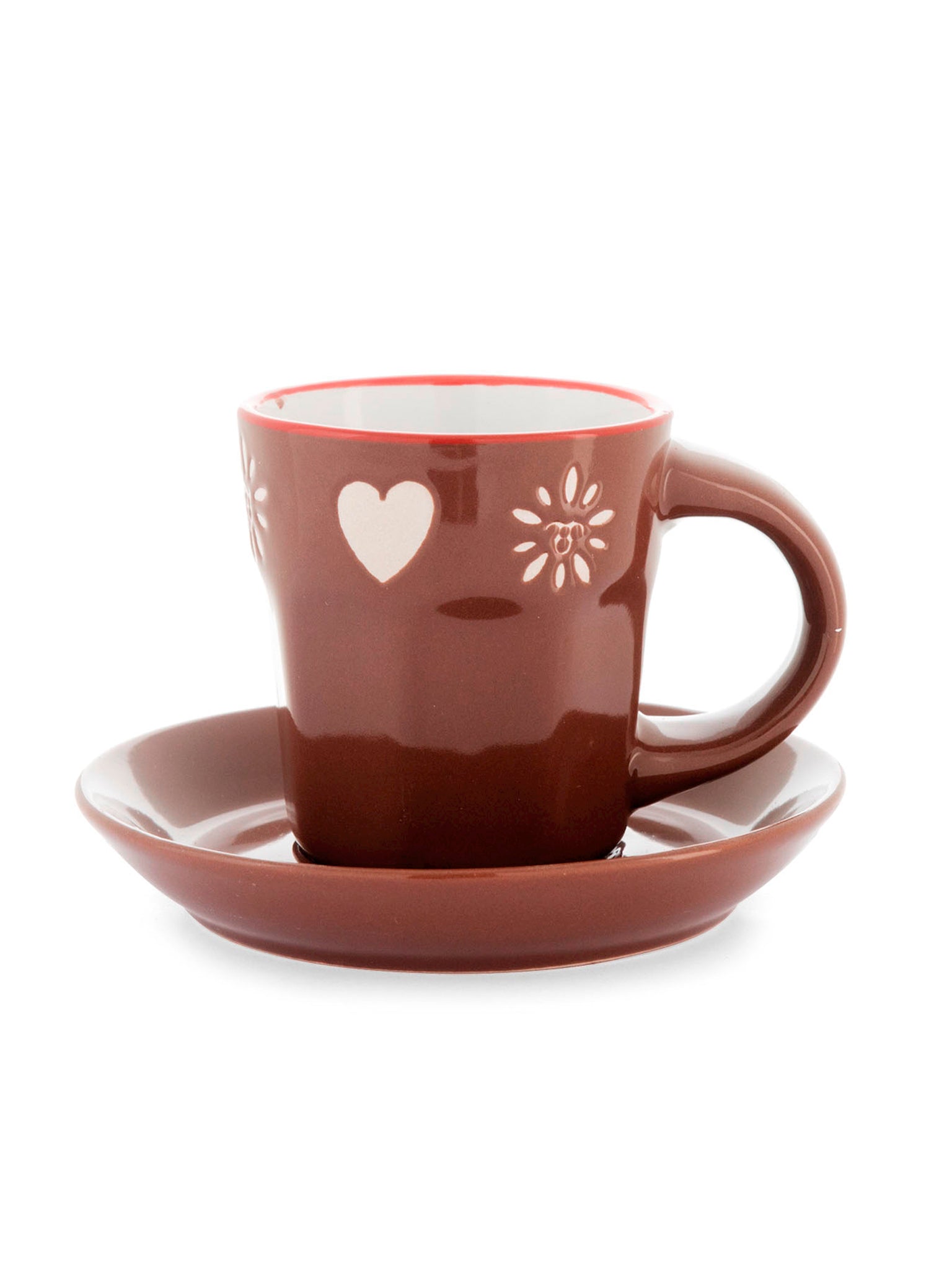 4 Tazze Con Piatto Caffè Chalet Stoneware Cc 80 - Cose Casa A Natale