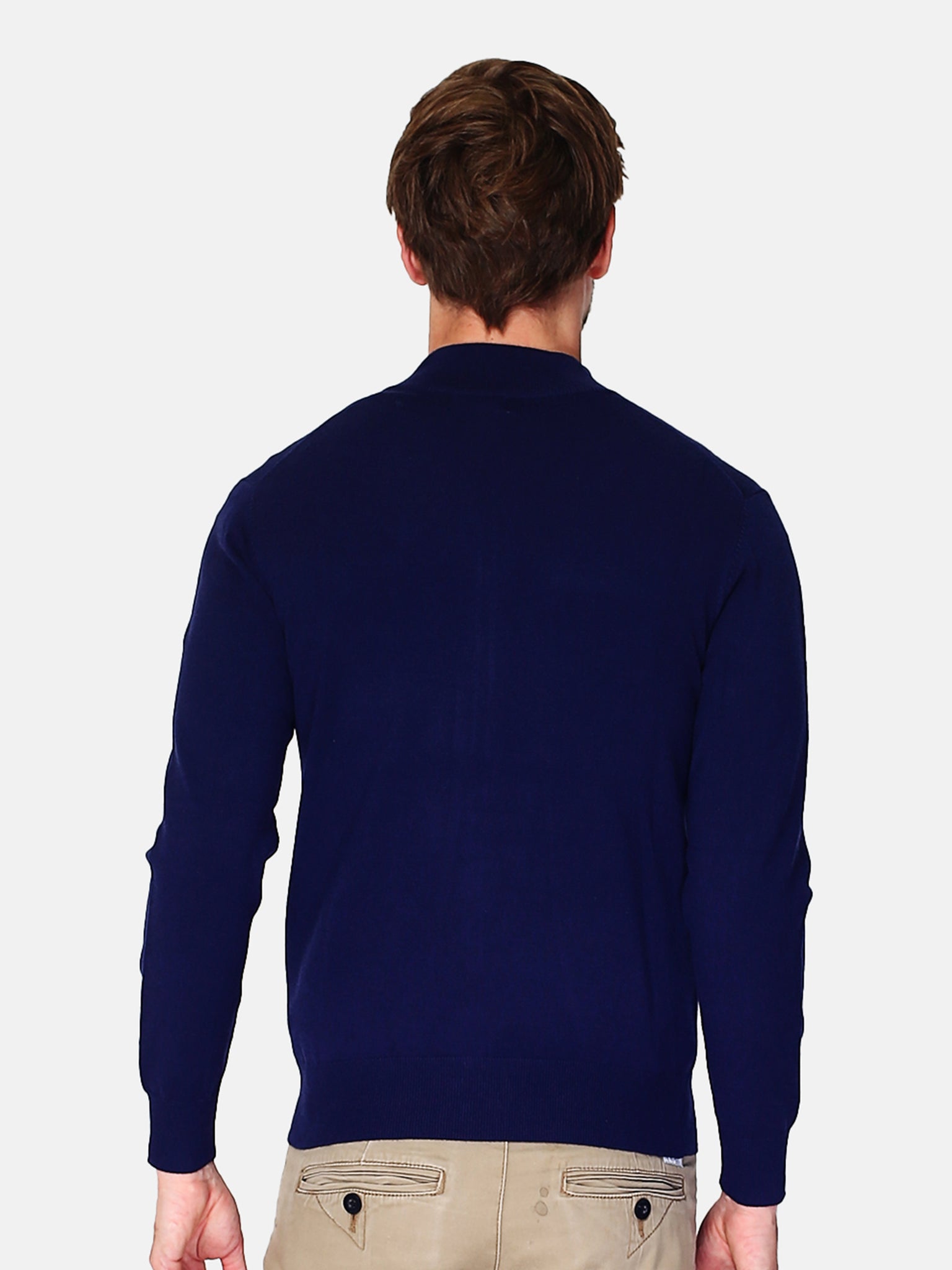 Classico Cardigan 3 Strati Con Zip E Maniche Lunghe - Blu Notte