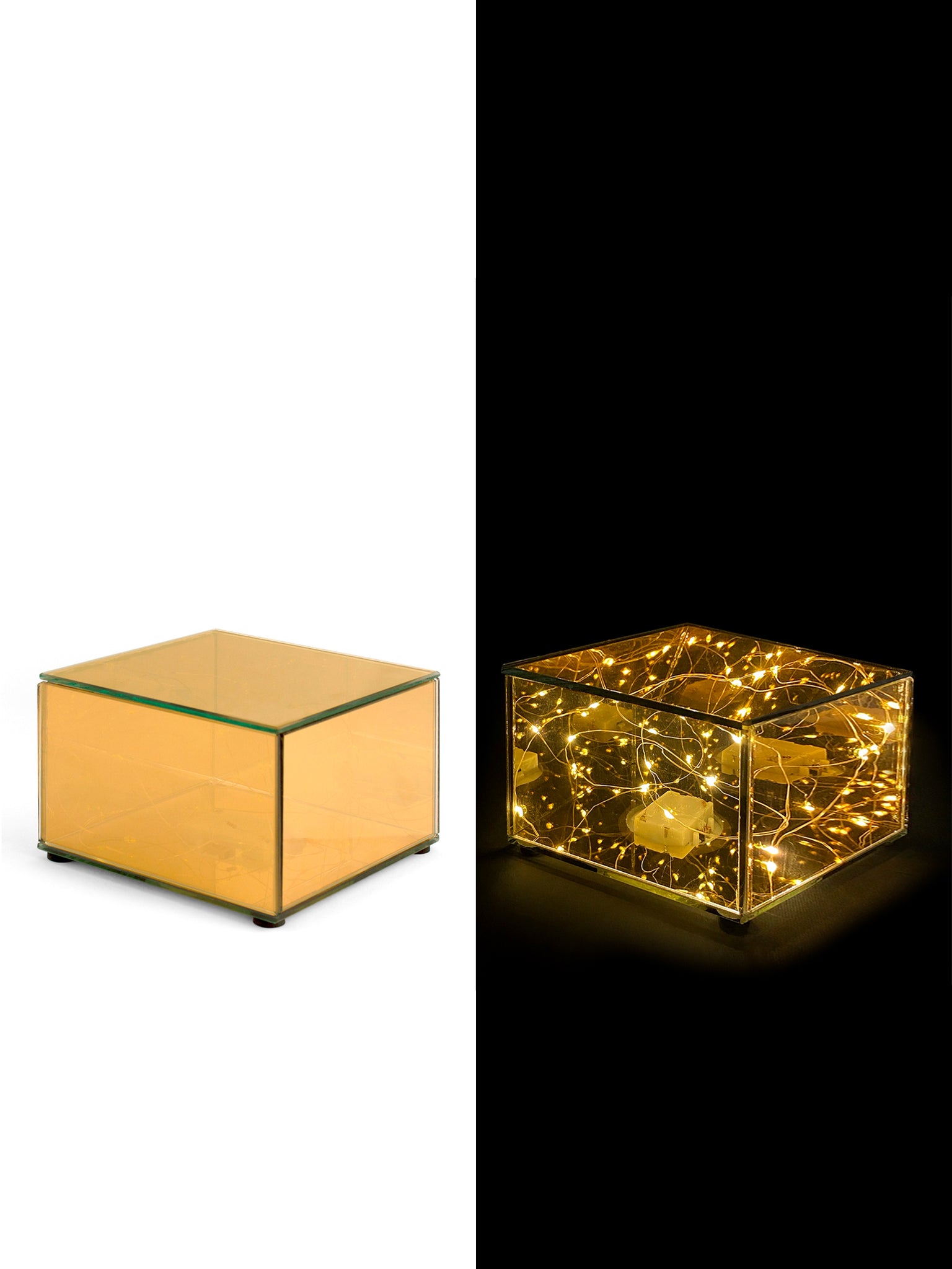 Alzata In Vetro Led Natale H10,5 Cm - Oro Cose - Casa Natale