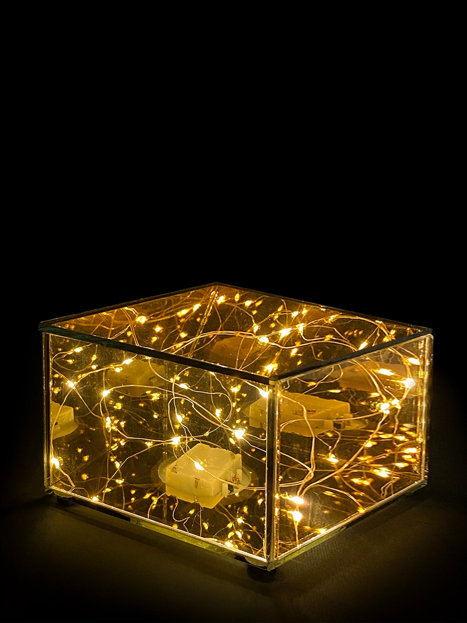 Alzata In Vetro Led Natale H10,5 Cm - Oro Cose - Casa Natale