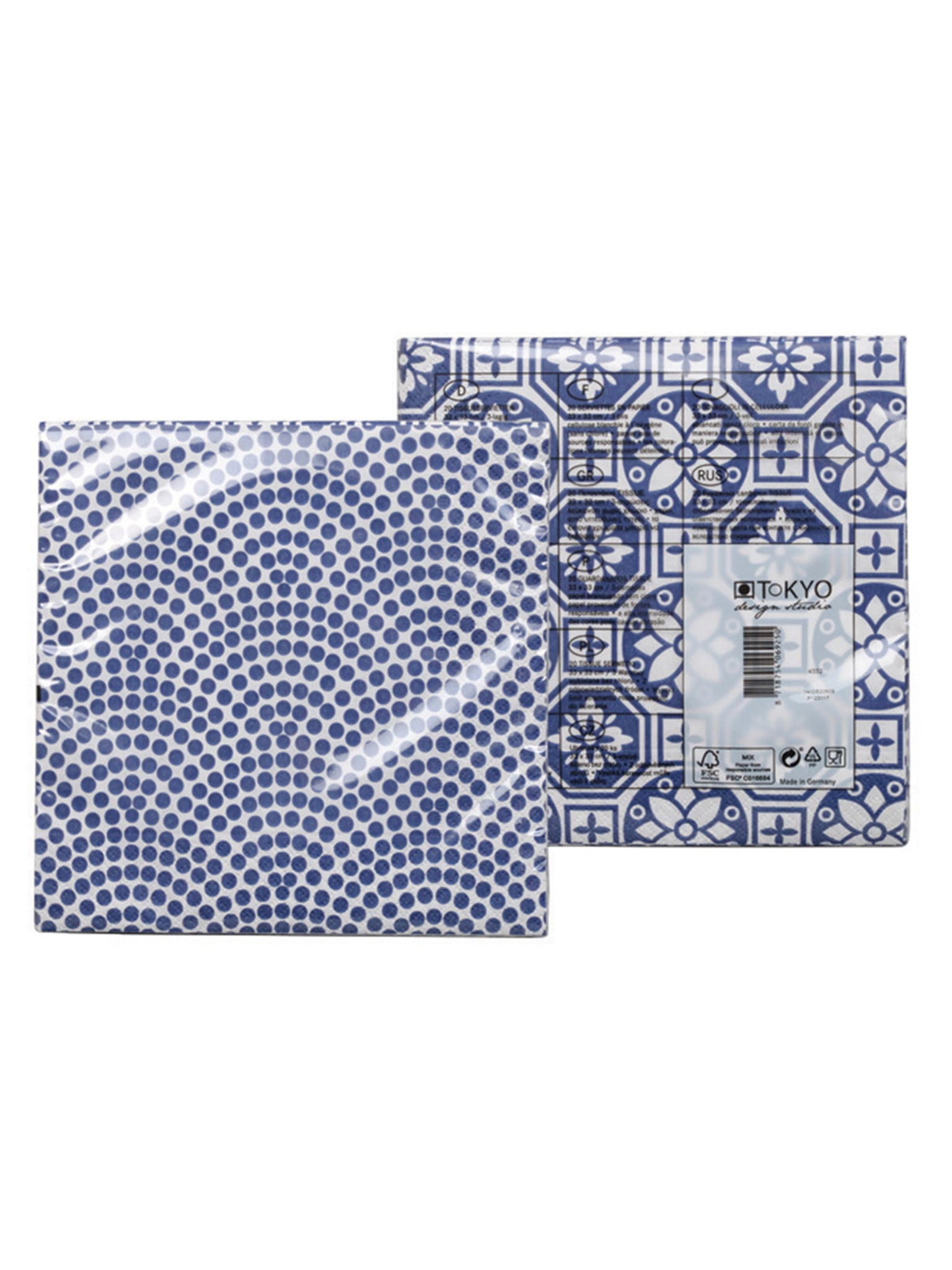 Tovaglioli Nippon Blue in Carta Blu/Bianco Set da  1
