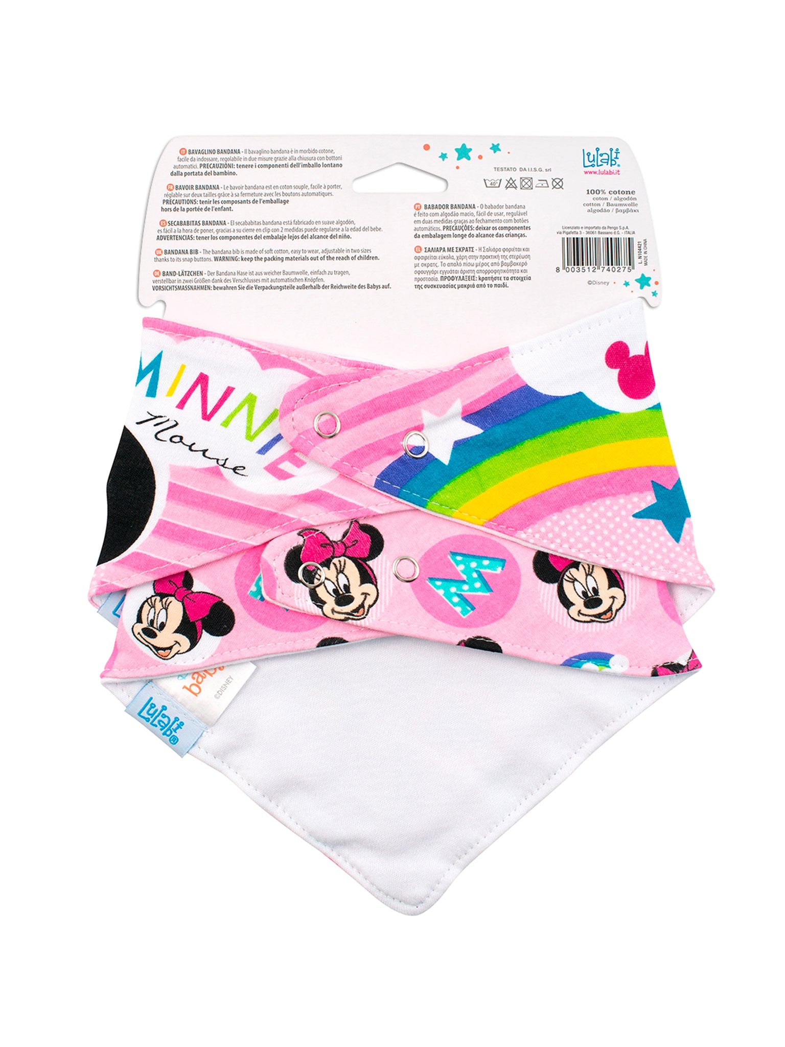Disney Minniesimply Set 2 Bavaglini In Cotone
