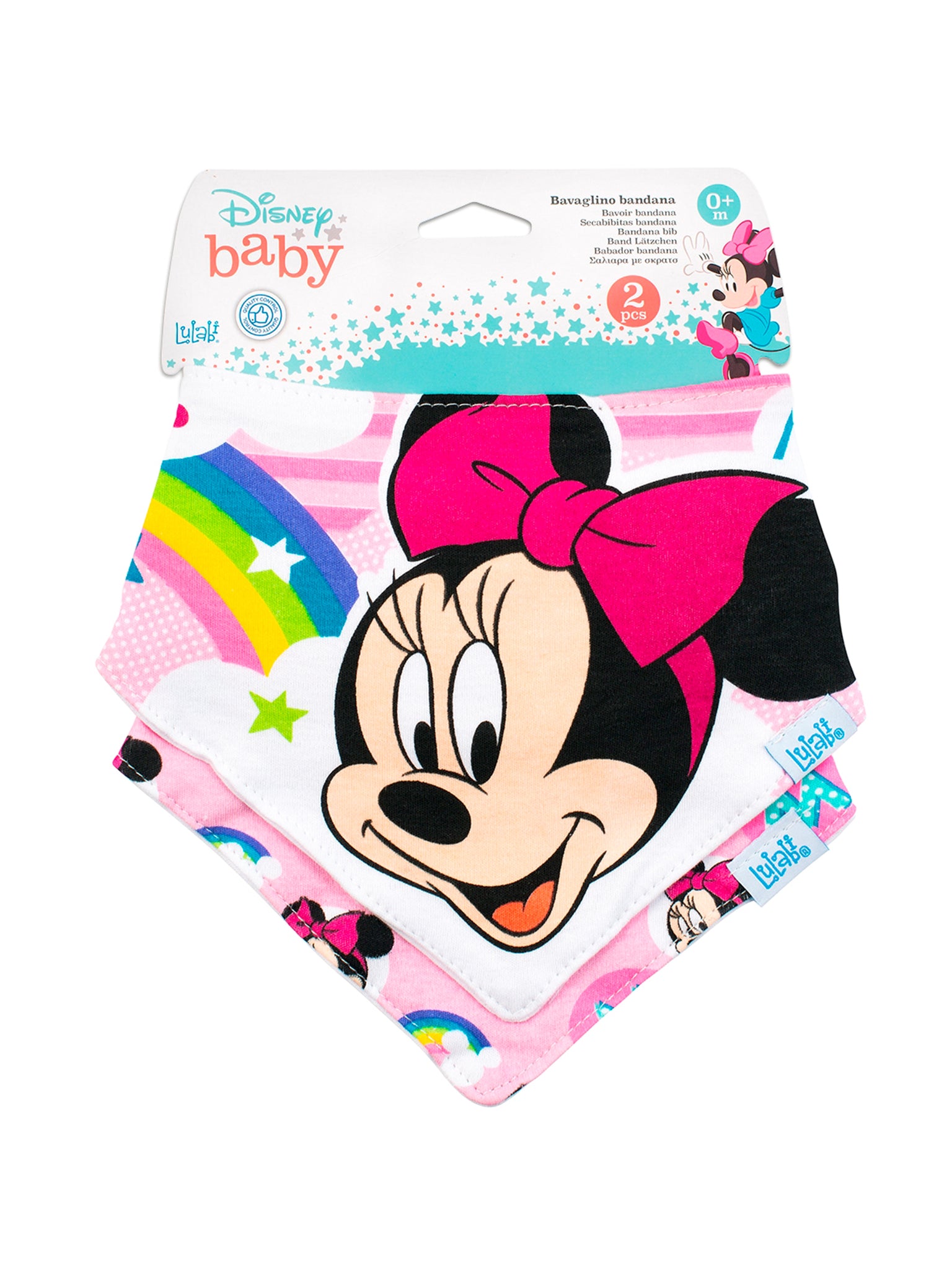 Disney Minniesimply Set 2 Bavaglini In Cotone