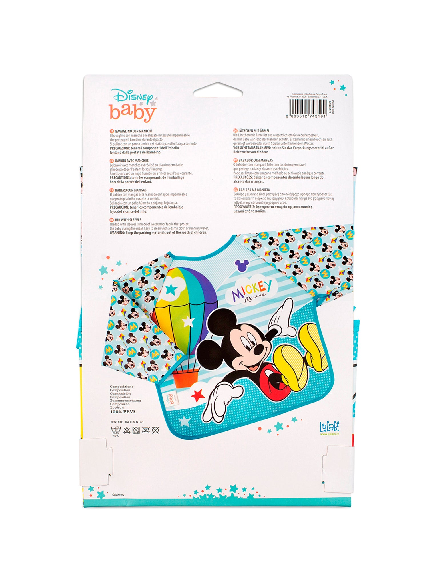 Disney Mickeysimply Bavaglino In Peva Con Maniche