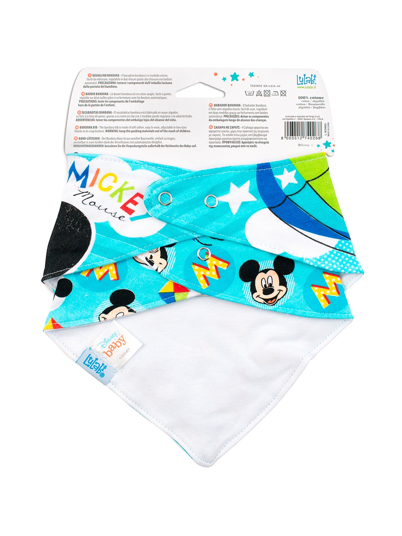 Disney Mickeysimply Set 2 Bavaglini In Cotone