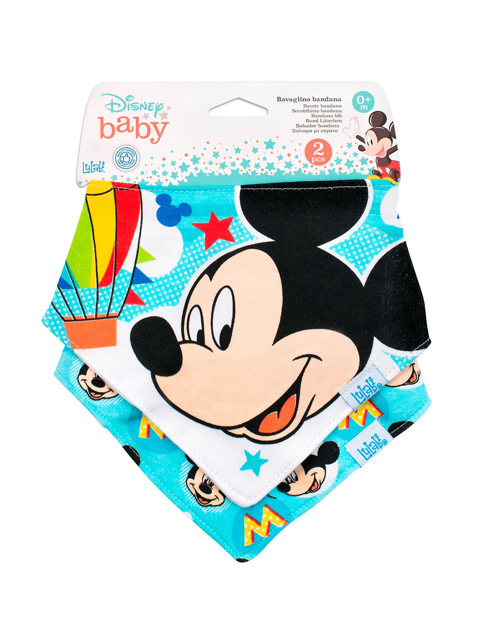 Disney Mickeysimply Set 2 Bavaglini In Cotone