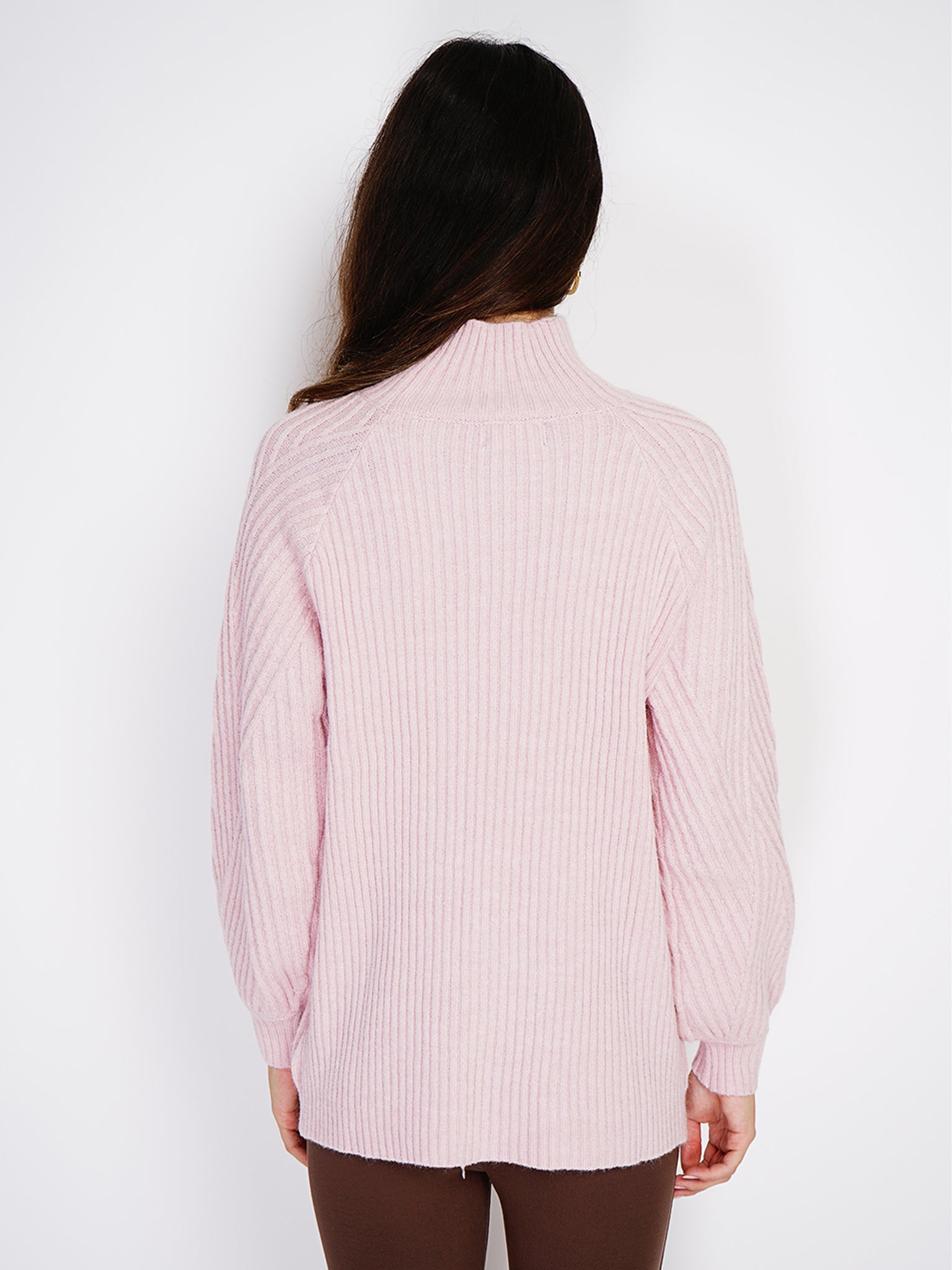 Maglia A Tunica Con Collo Alto - Rosa