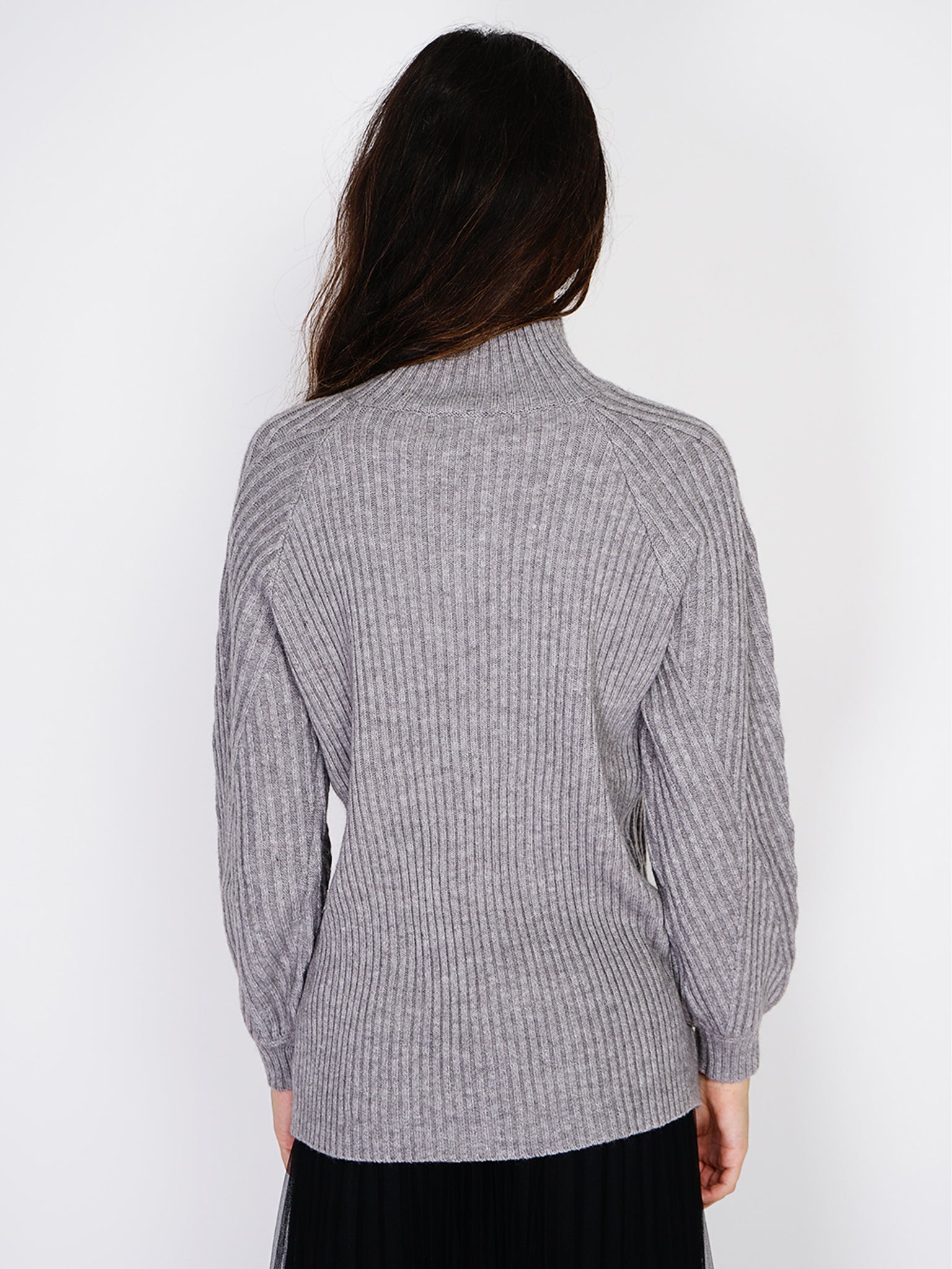 Maglia A Tunica Con Collo Alto - Grigio