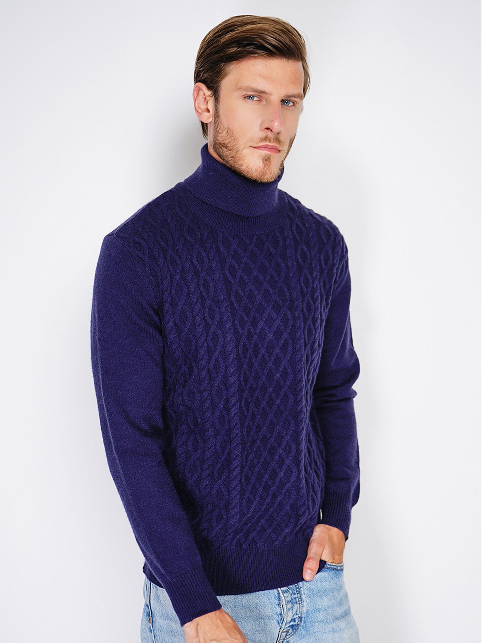 Maglia A Tricot Girocollo - Blu Scuro