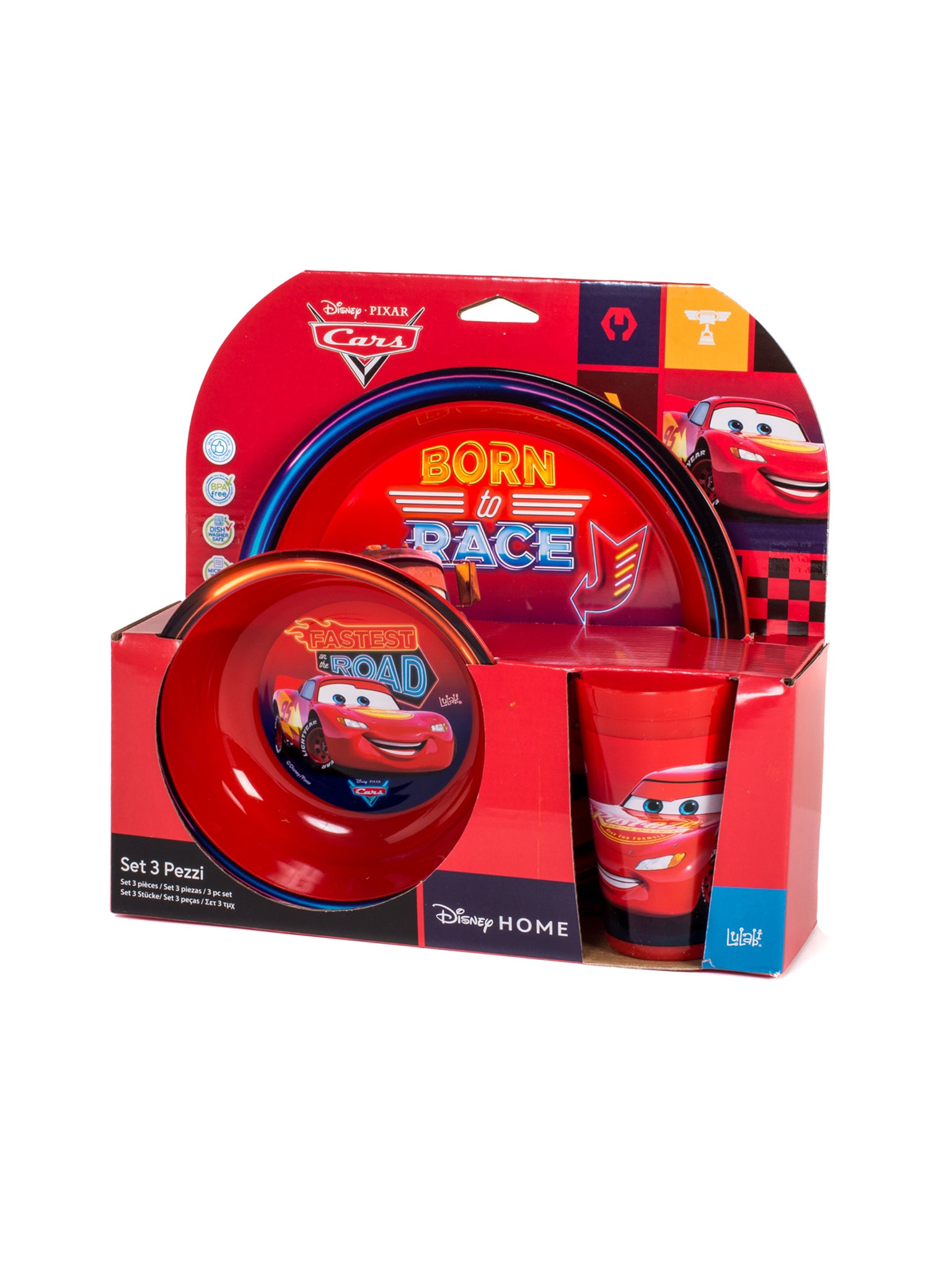 Cars Neon Set 3 Pezzi Pappa, Bimbo, Polipropilene