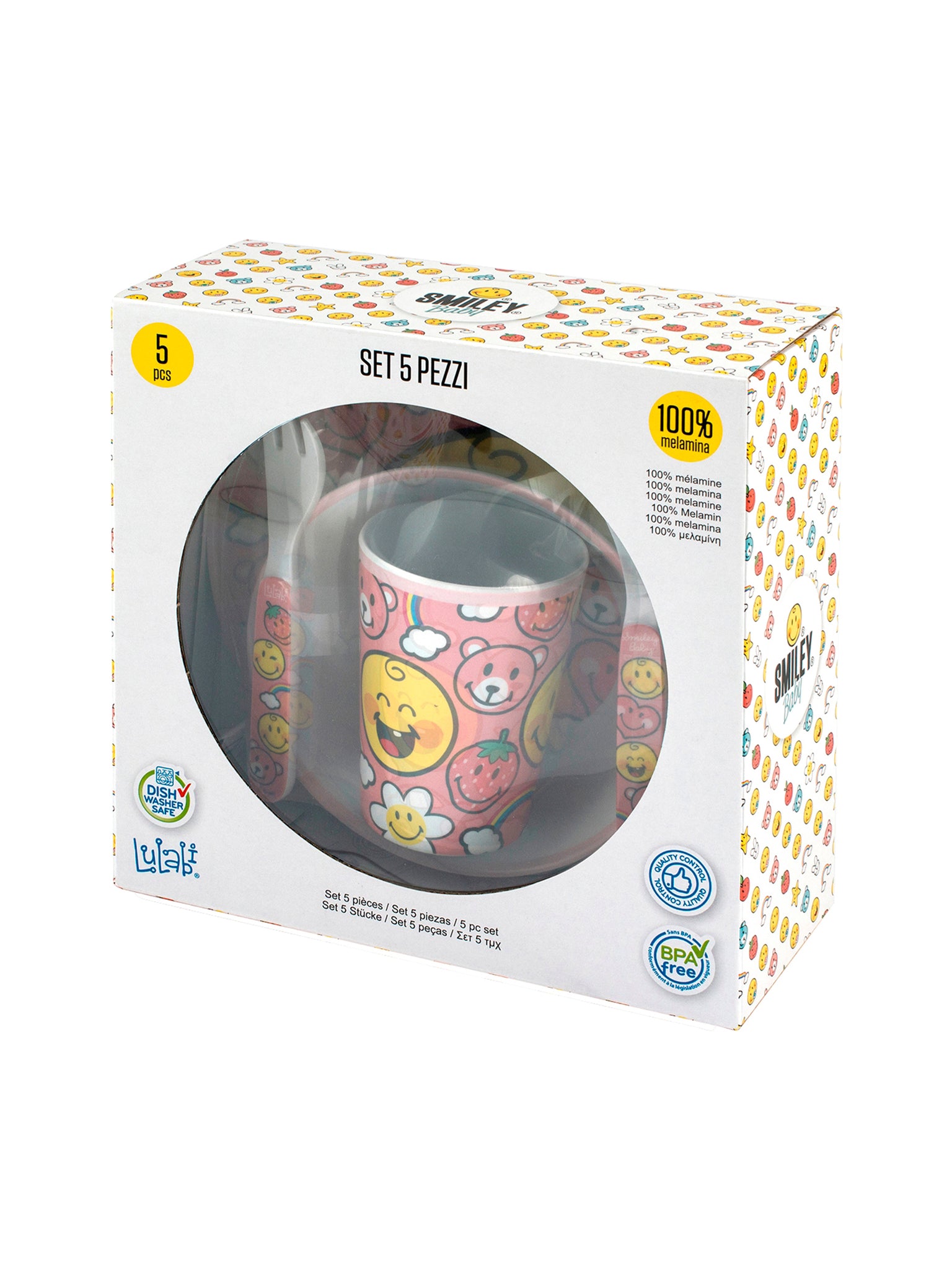 Smiley Girl Set 5 Pezzi Bimbo, Melamina - 1.8 Kg