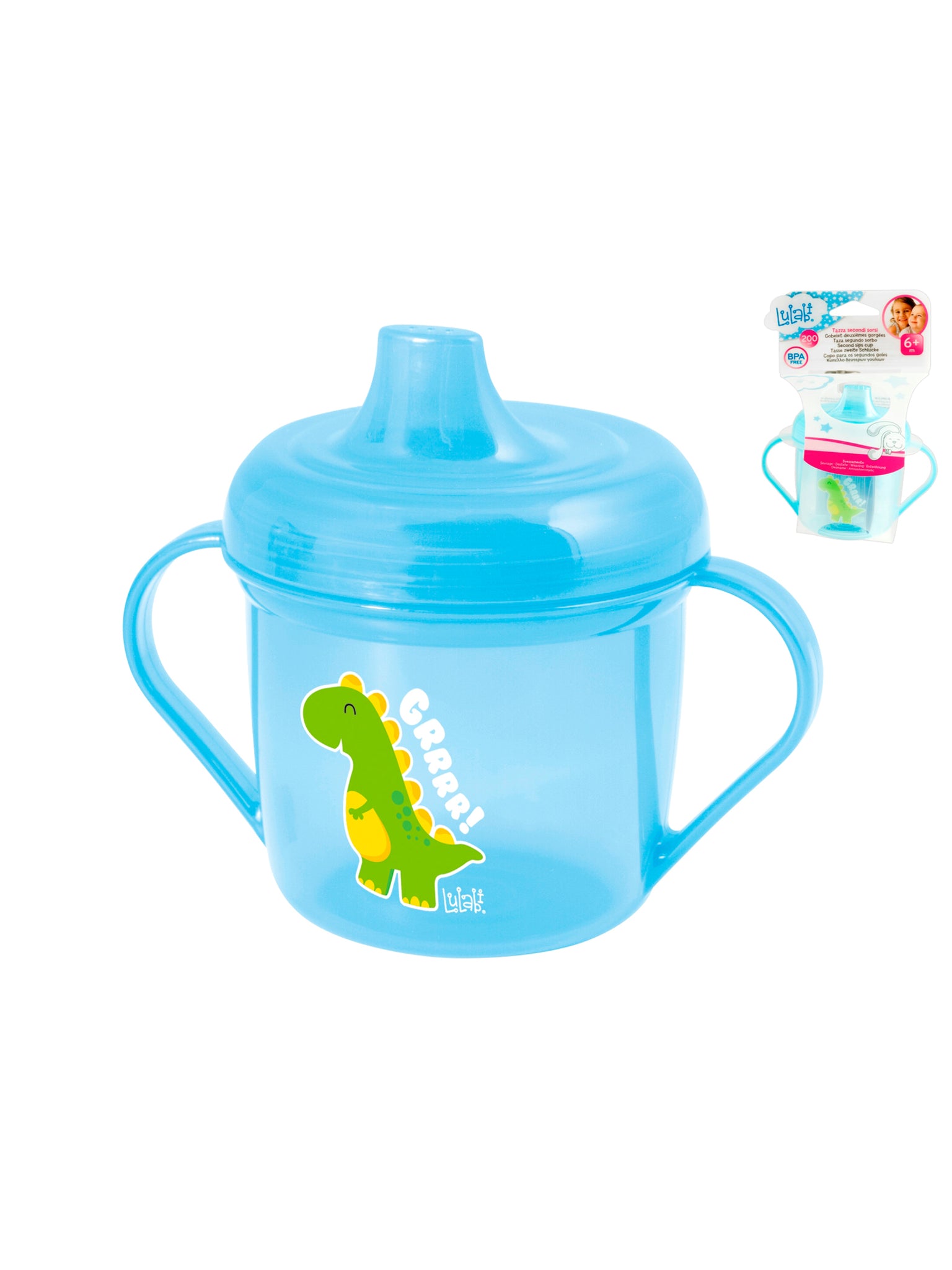 Tazza Secondi Sorsi Dinosauri In Polipropilene, Azzurro, 200 Cc