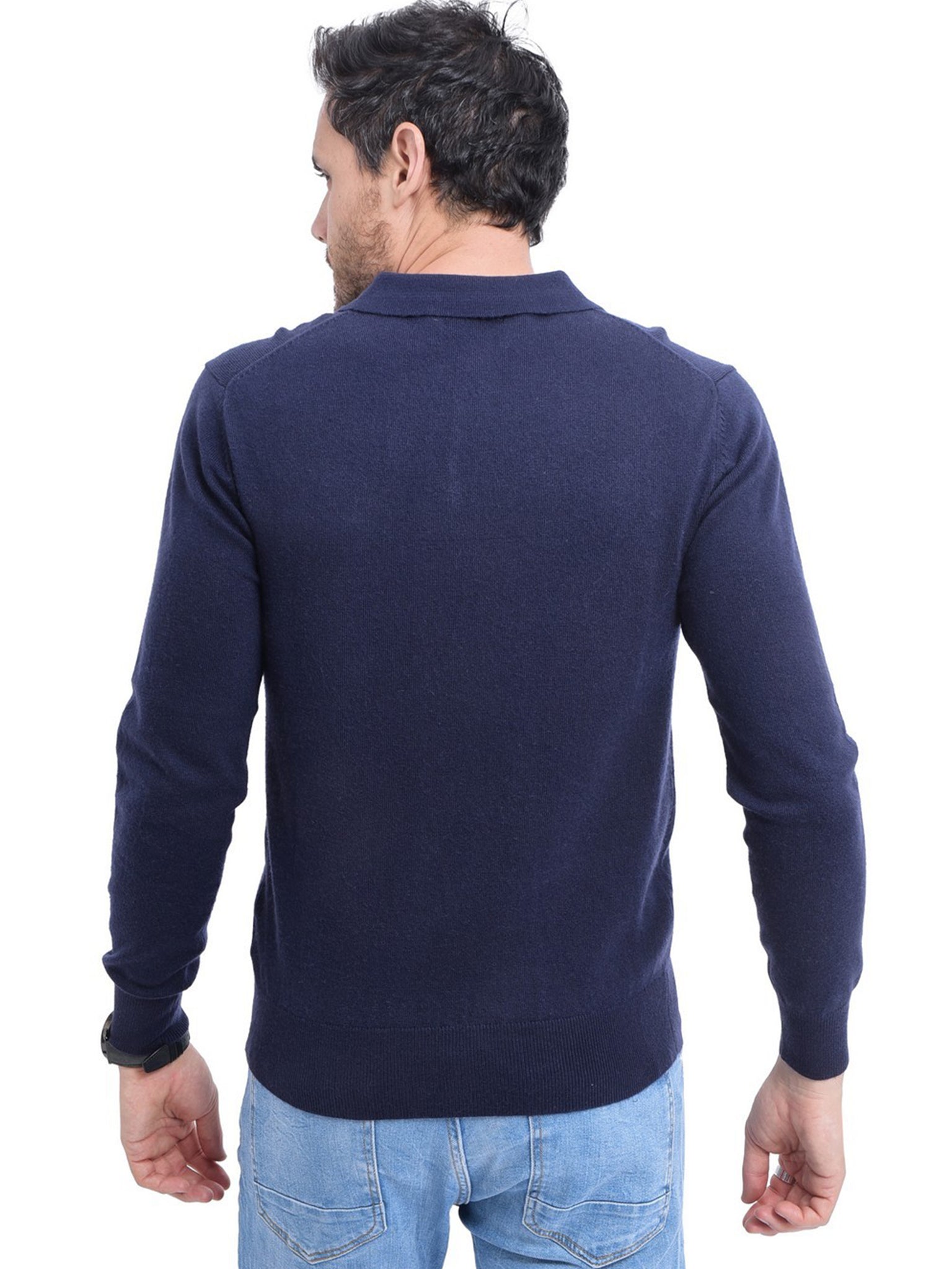 Maglia A Maniche Lunghe Con Bottoni - Blu Scuro