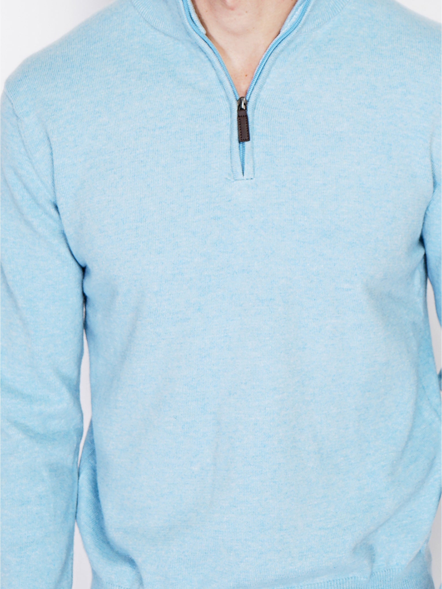 Maglia Mezza Zip Collo Alto - Blu Cielo