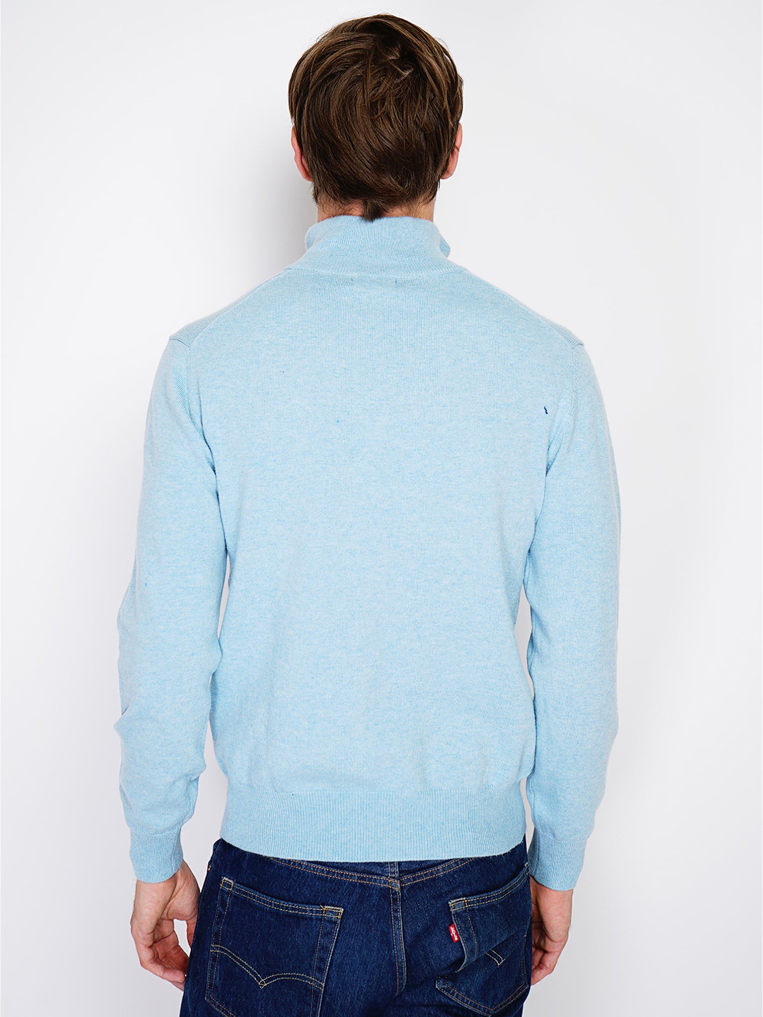 Maglia Mezza Zip Collo Alto - Blu Cielo